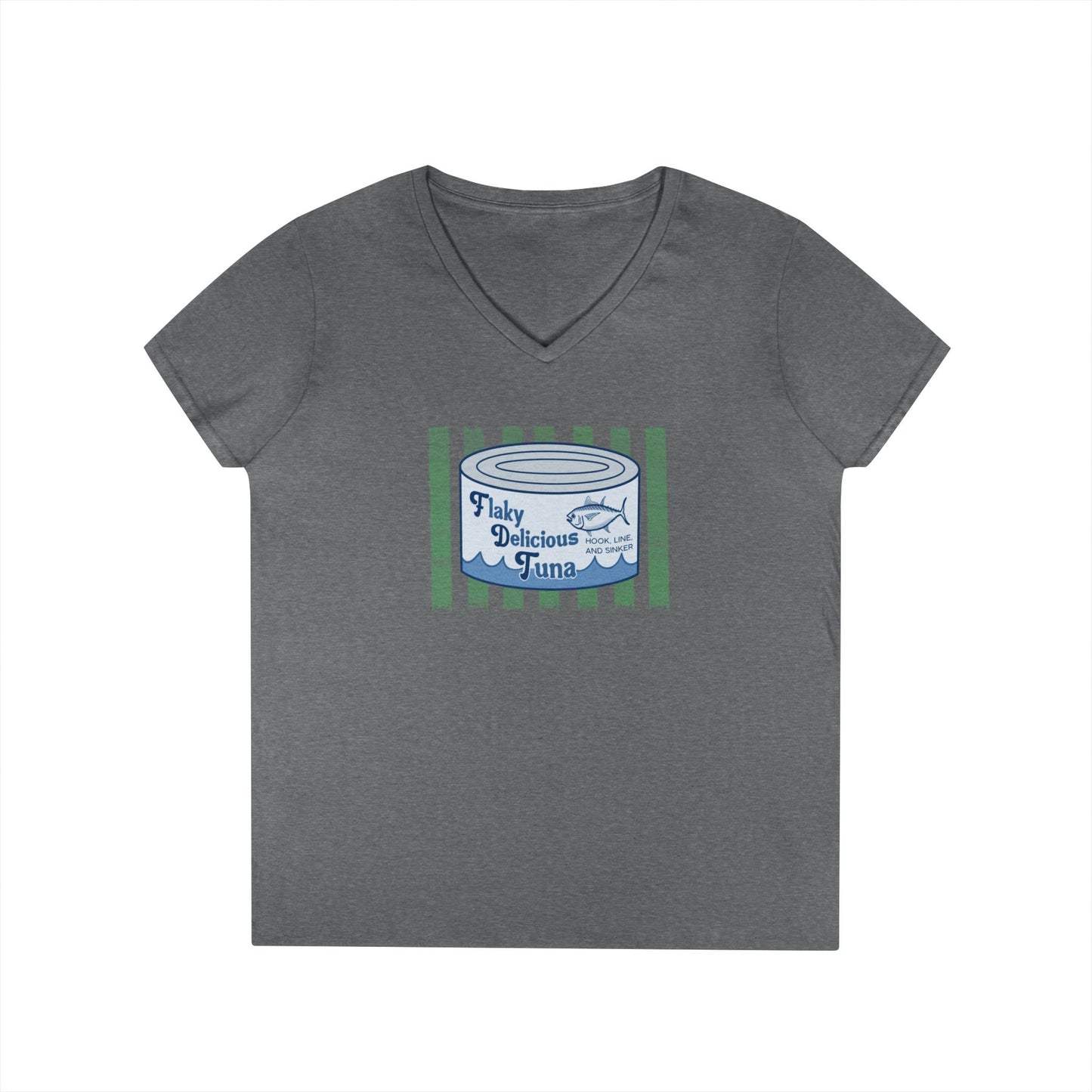 Flaky Delicious Tuna can graphic Tee | V-Neck T-Shirt FDT