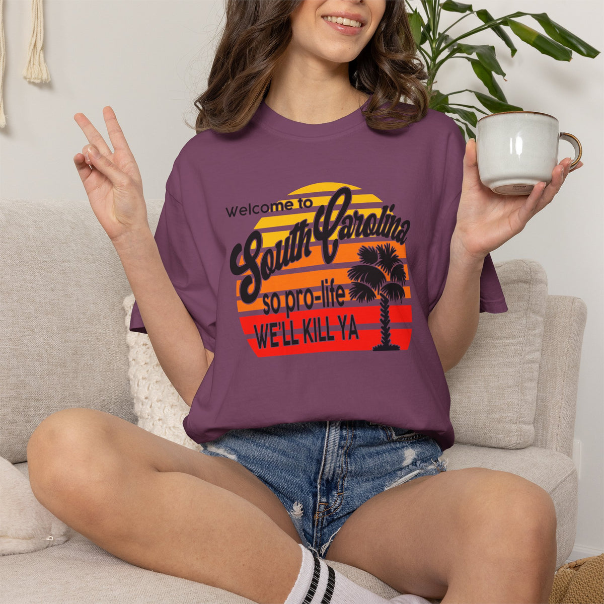 South Carolina Political Dark Humor Abortion Sunset T-Shirt Welcome to South Carolina Graphic Tee
