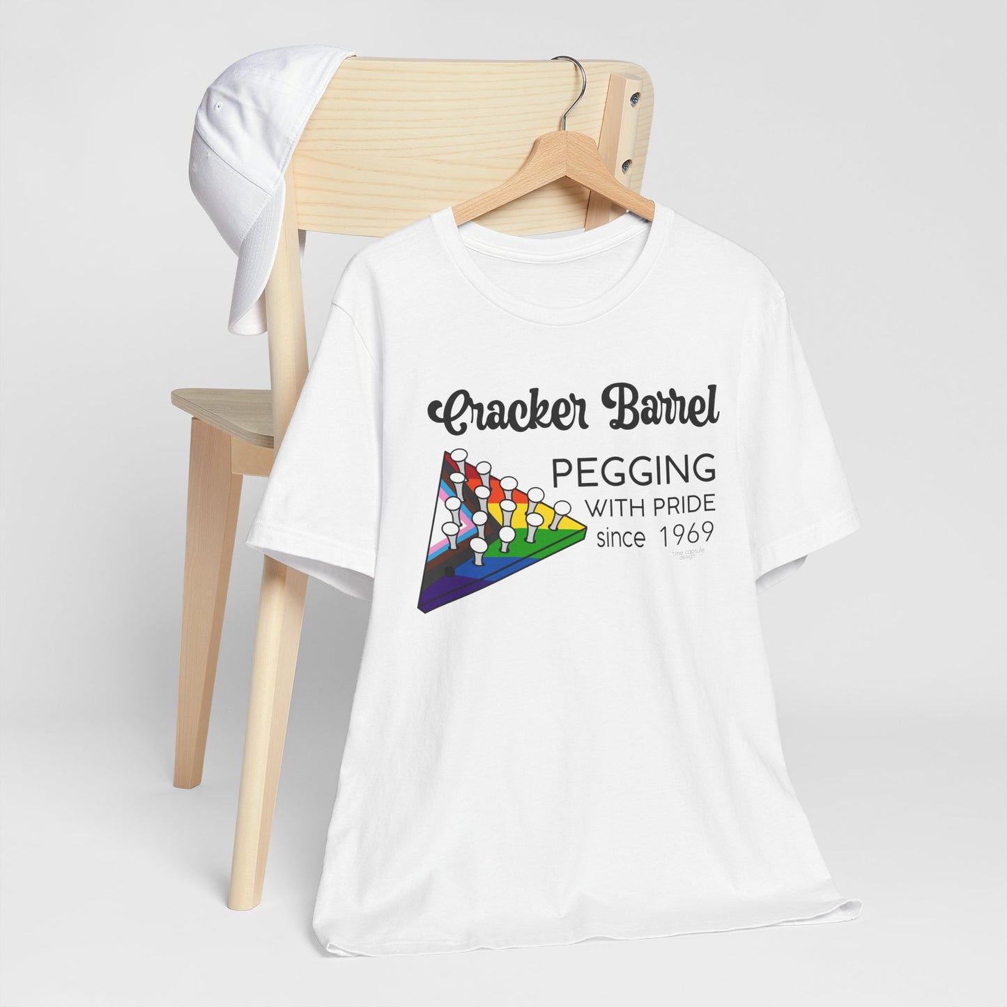 Pegging with Pride Unisex Graphic Tee, Funny Short Sleeve T-Shirt for LGBTQ+ Pride Events, Gift for Friends, Fun Casual Wear
