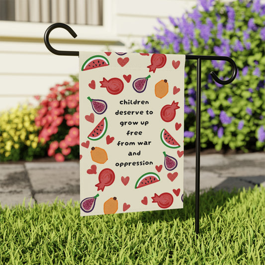 Garden Flag  "Children Deserve to Grow Up Free from War and Oppression" Decorative Yard Banner