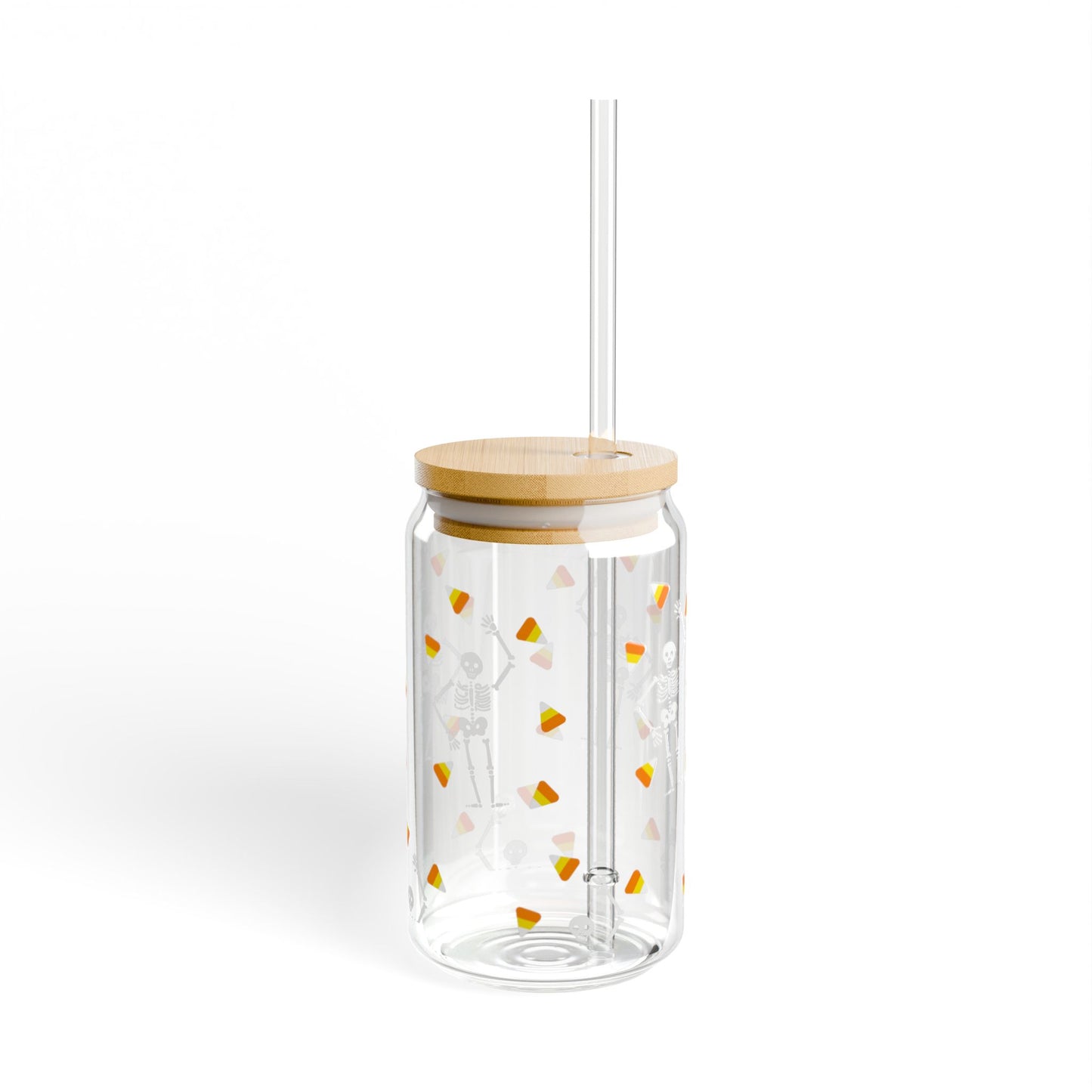 Slightly Subtle Spooky Halloween-Themed Sipper Glass, Candy Corn Design, Stylish Drinkware for Parties, Gifts, and Home Decor