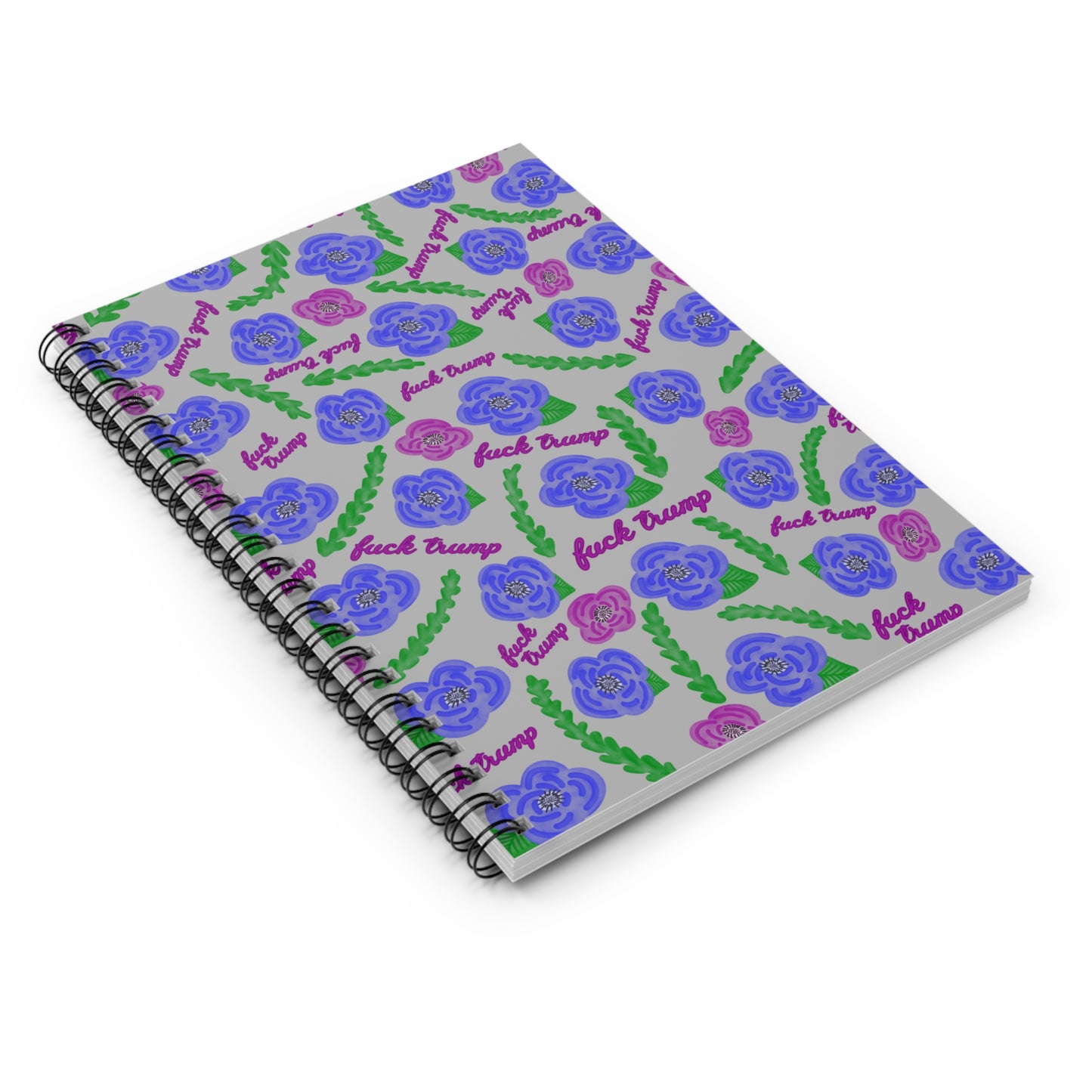 Slightly Subtle Blue Poppies Floral Spiral Notebook - Bold & Expressive, Ideal for Artists, Creative Writing, Political Expression, Gifts for Activists, Journal