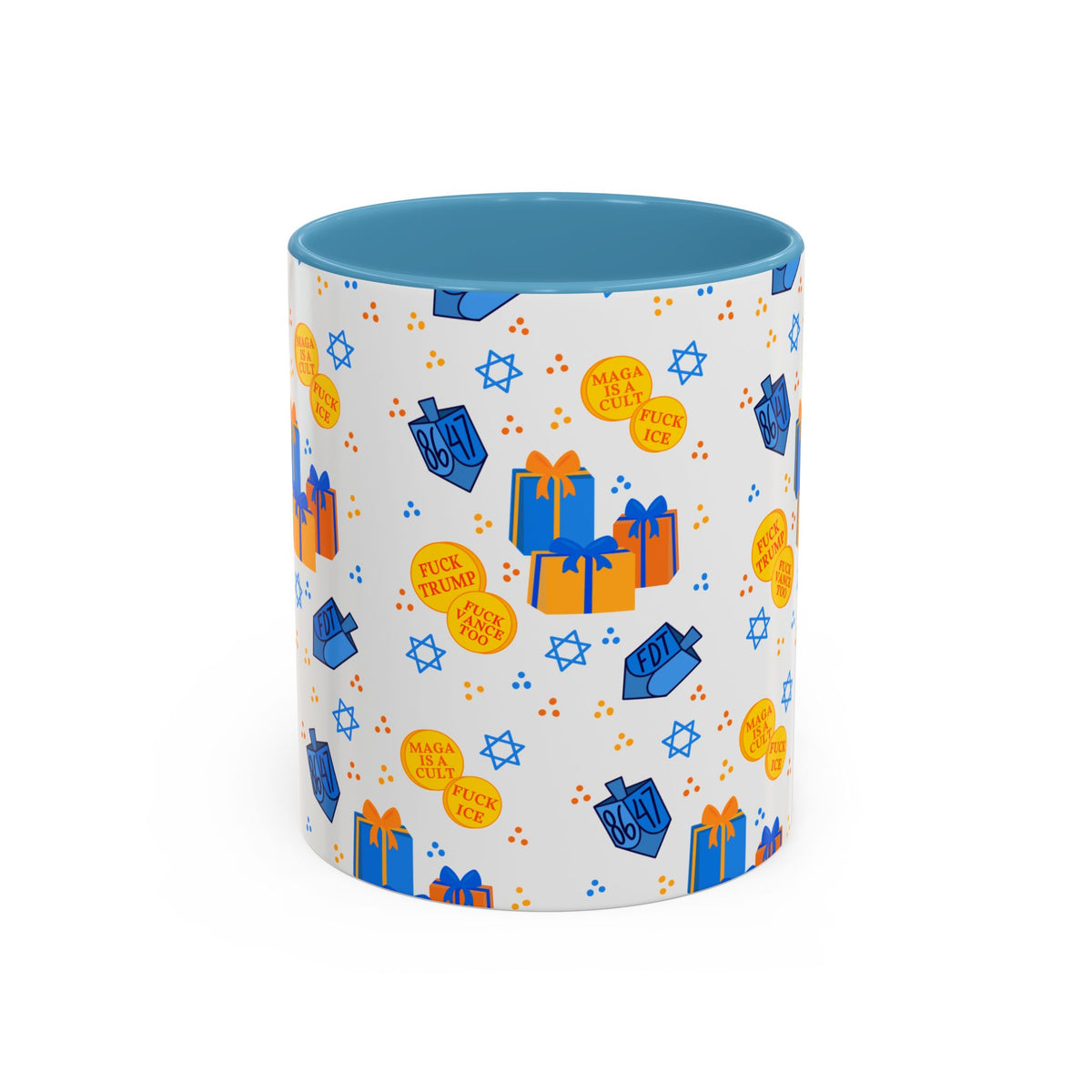 Hanukkah Gift Coffee Mug – Happy Hanukkah Dreidel Gelt Gifts FDT Mug