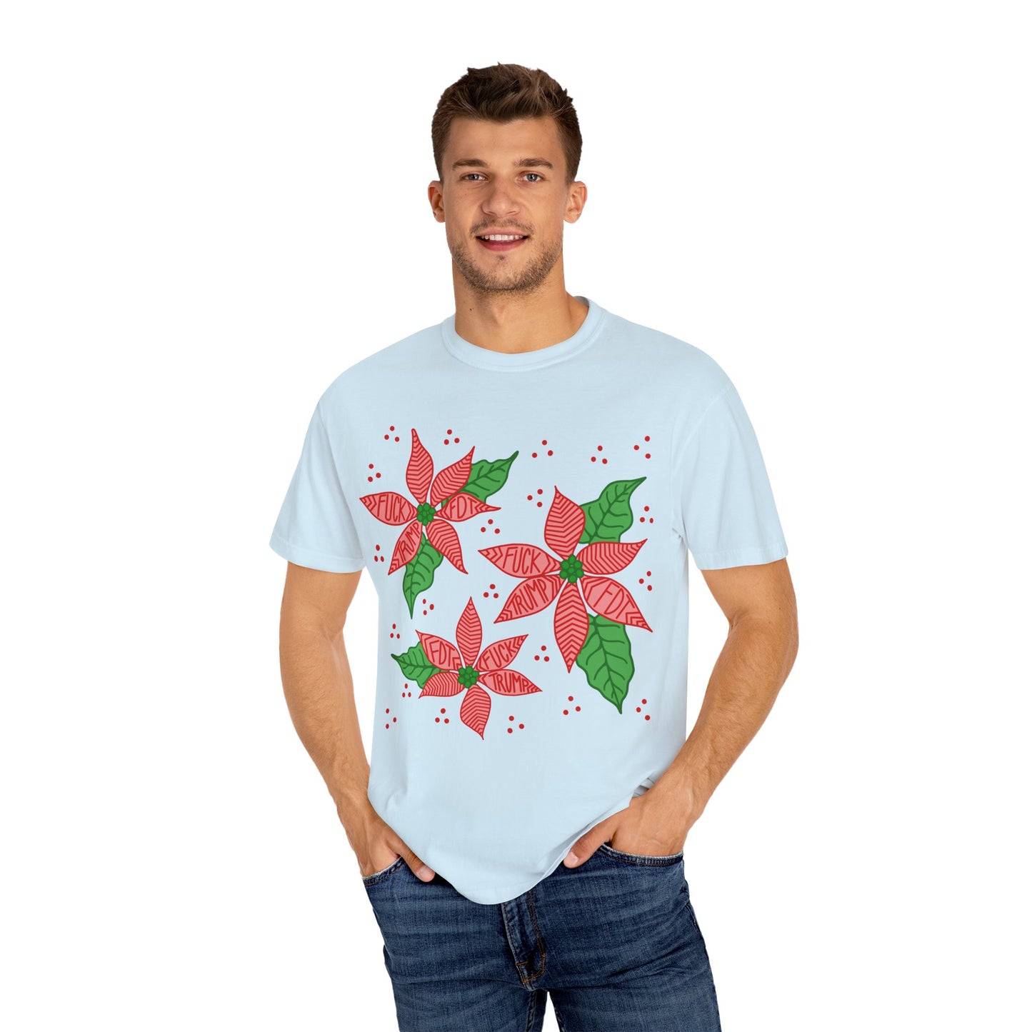Slightly Subtle Poinsettia T-Shirt - Festive FDT Holiday Gift, Christmas Shirt, Unisex Tee, Floral Design, Casual Wear