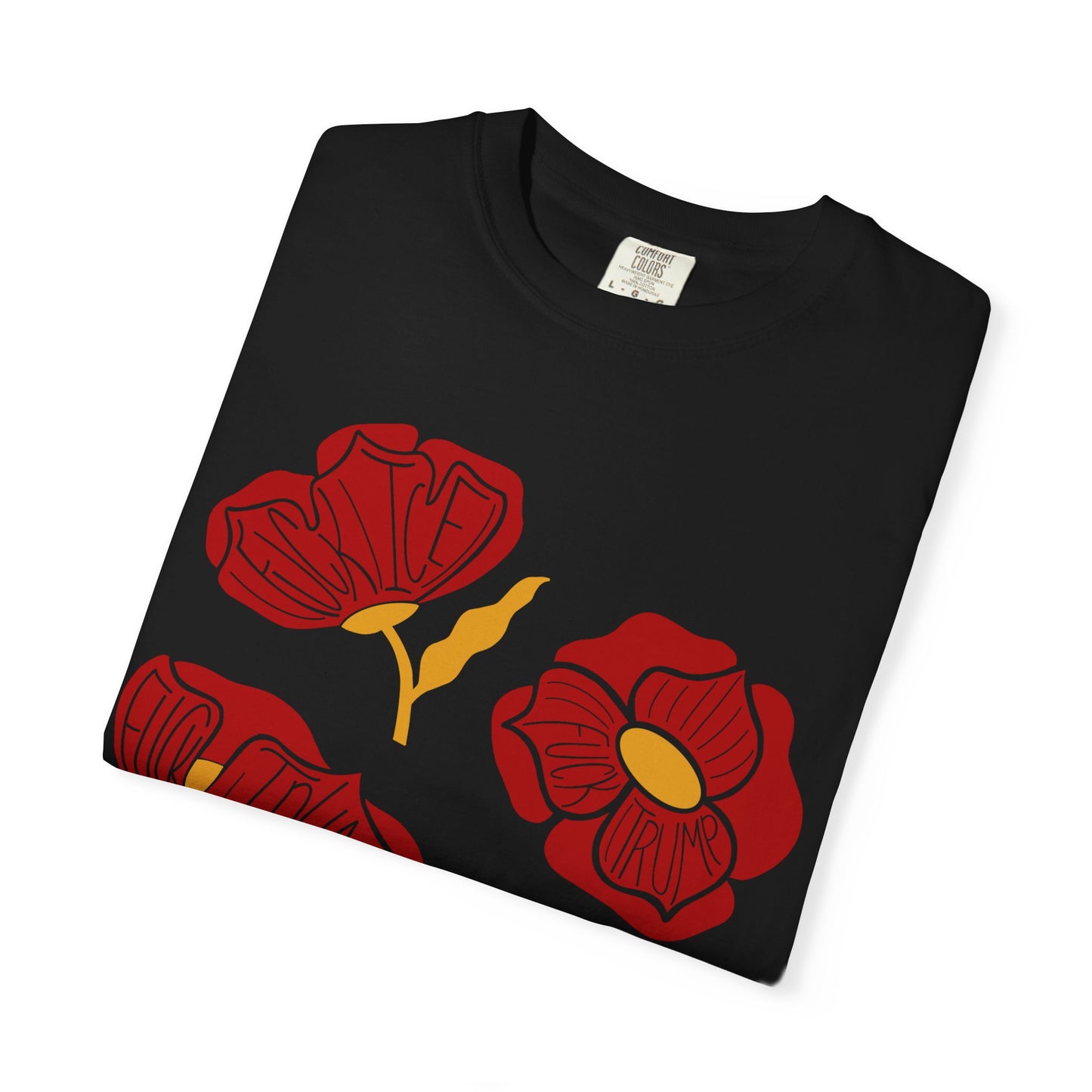 Slightly Subtle Red Abstract Poppy Flowers T-Shirt | Floral Graphic Tee FDT