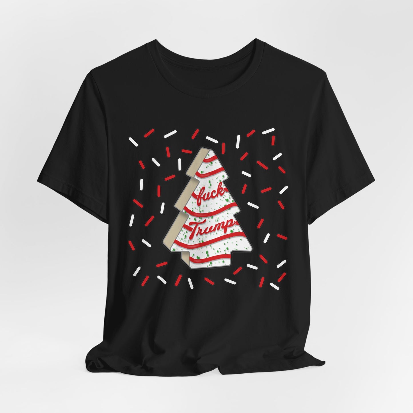Slightly Subtle Christmas Tree Cake with Striped Confetti FDT tee | Political Statement