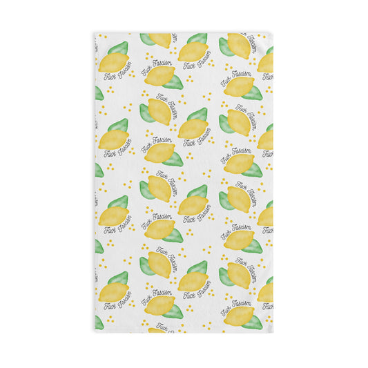 Slightly Subtle Lemon Pattern Hand Towel | Citrus Kitchen Tea Towel