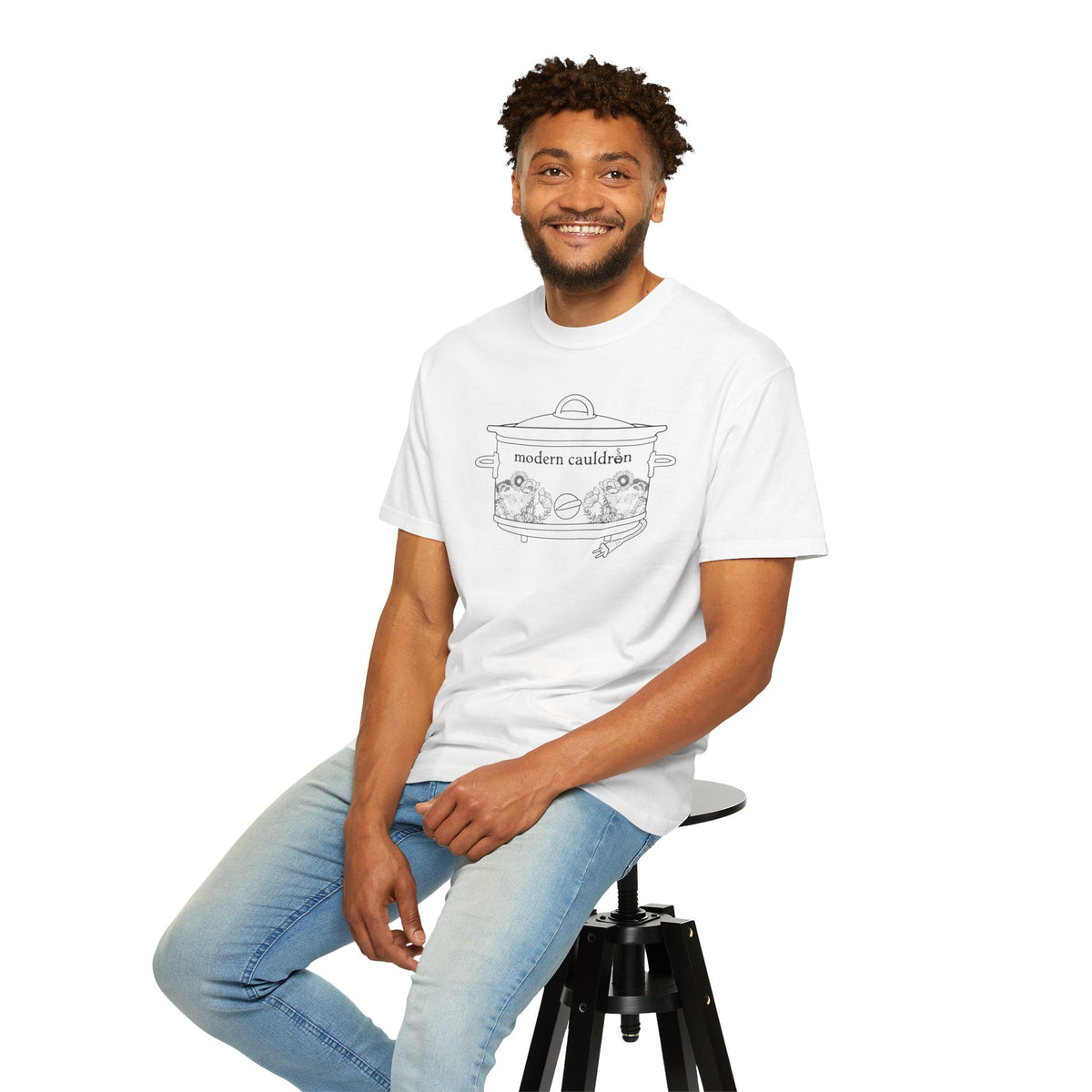 Modern Cauldron Illustrated Cauldron Floral Crockpot Graphic Tee