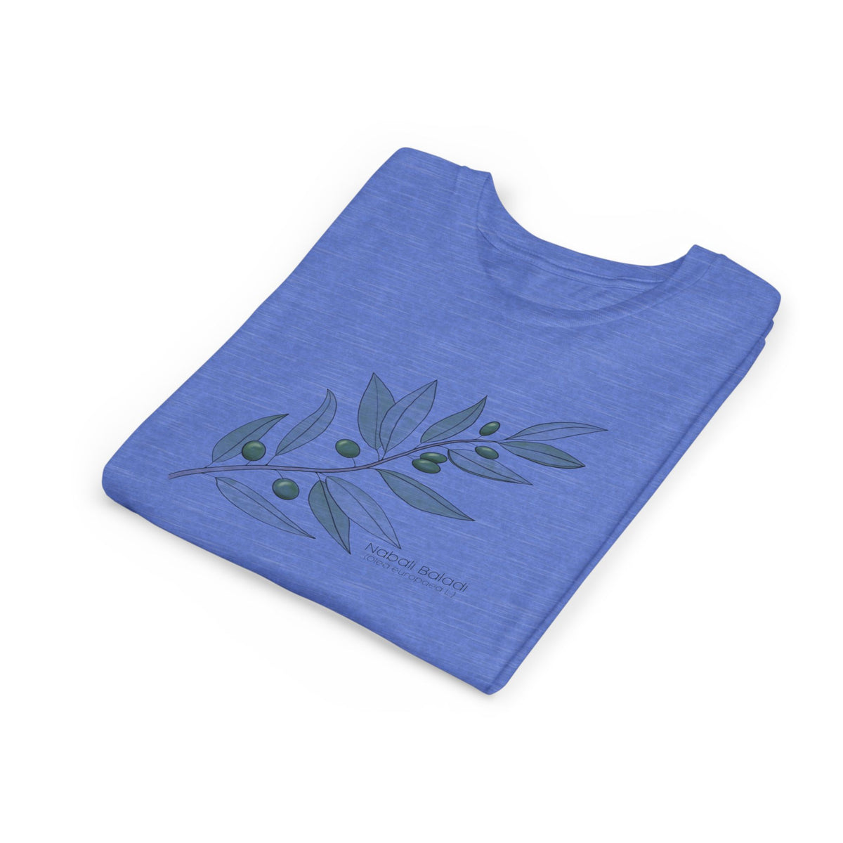 Youth Short Sleeve Tee with Olive Botanical Leaf Design