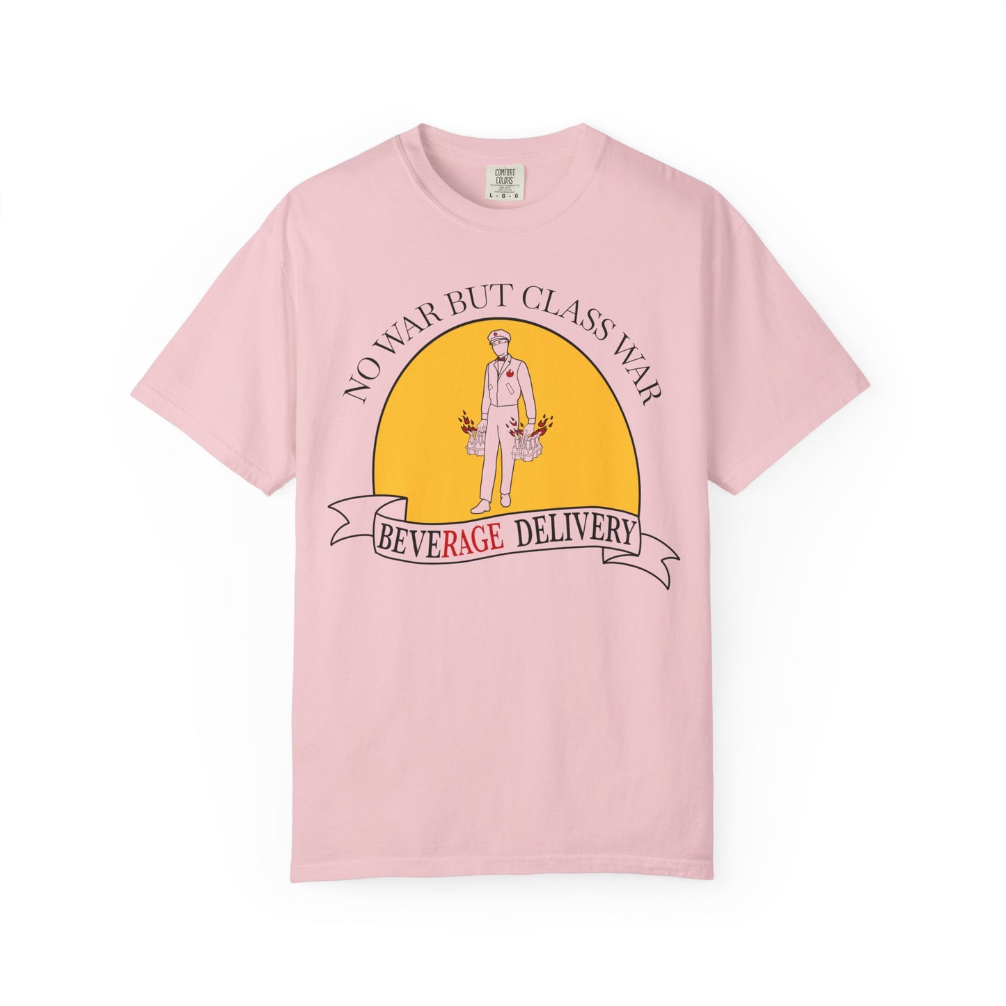 No War But Class War Beverage Delivery T-shirt | Delivery Worker Illustration
