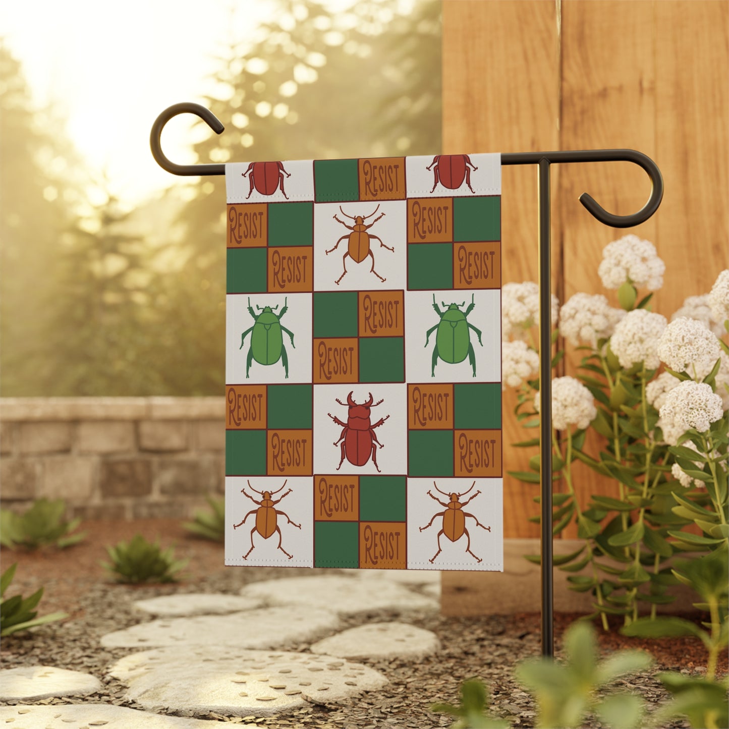 Resist Beetle Garden Flag - Decorative Outdoor House Banner