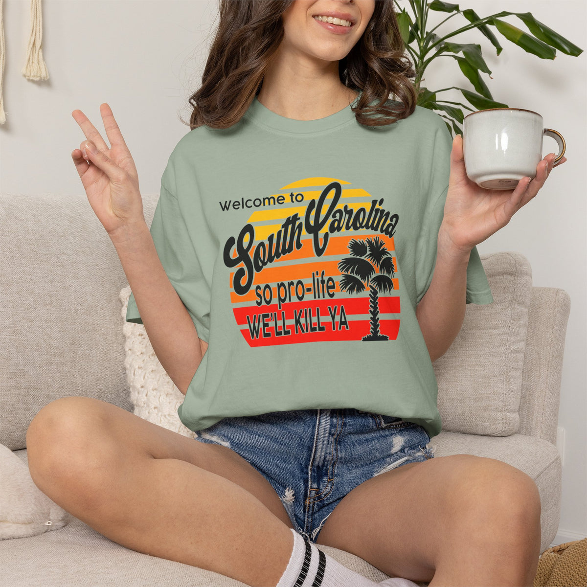 South Carolina Political Dark Humor Abortion Sunset T-Shirt Welcome to South Carolina Graphic Tee