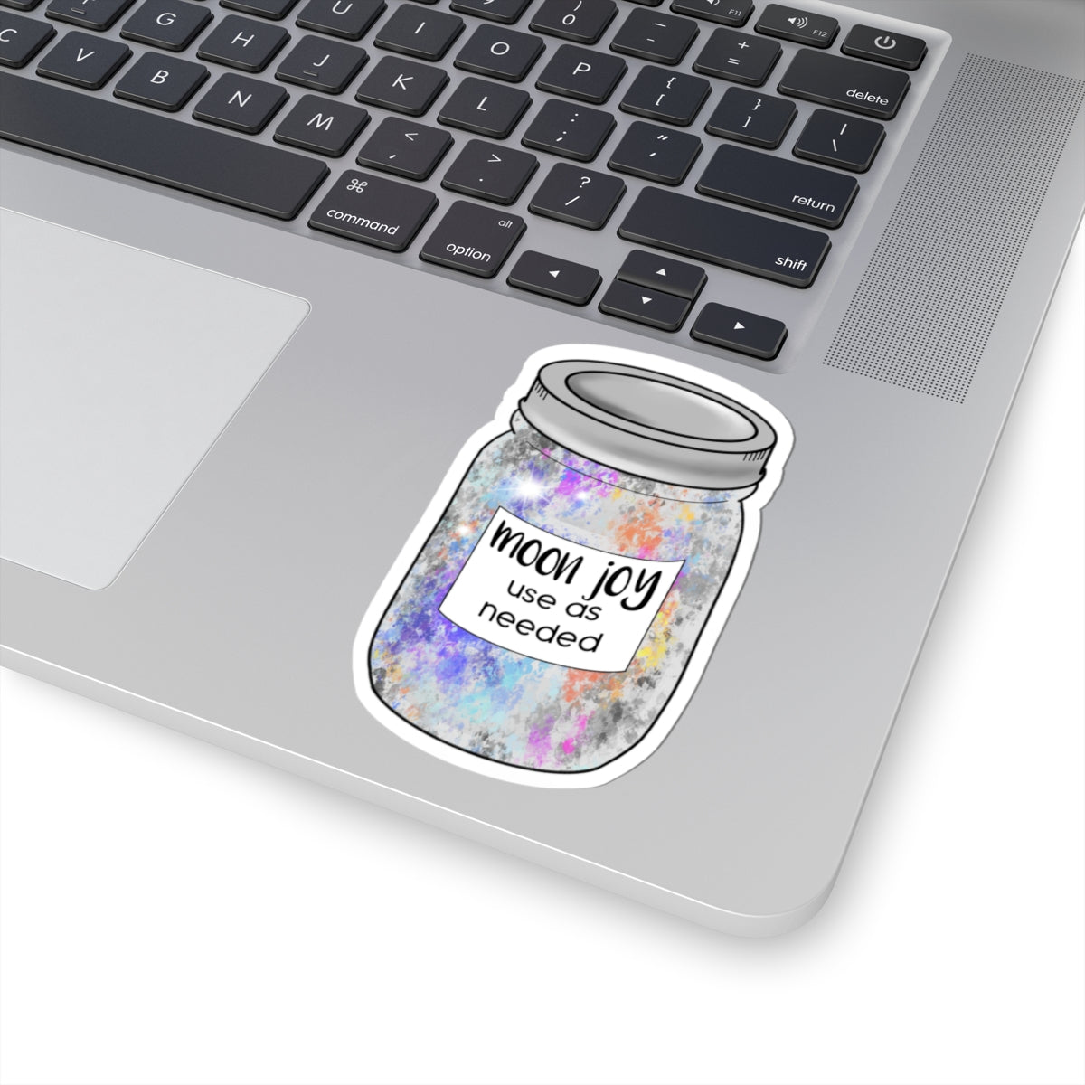 Moon Joy Jar sticker | Kiss-Cut Sticker, holographic galaxy jar design