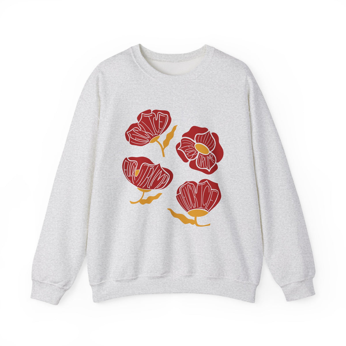 Slightly Subtle Red Poppy Floral Illustration Sweatshirt | Hand-Drawn Blooms, Minimal Botanical FDT