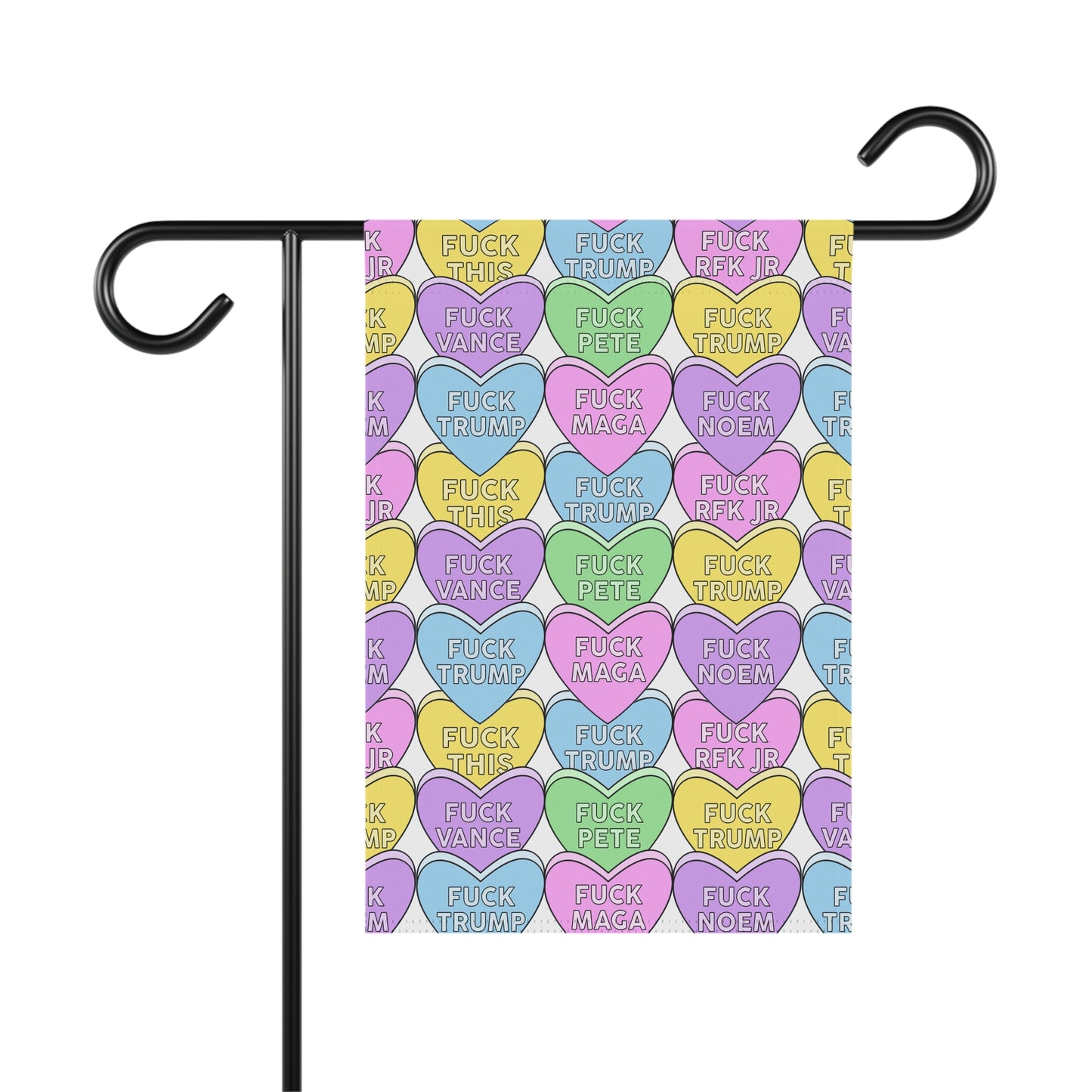 Slightly Subtle Conversation Hearts Garden Flag | House Garden Banner