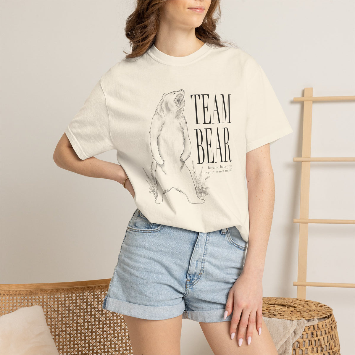 Team Bear Graphic T-Shirt Vintage Sketch Bear Tee because have you even met men