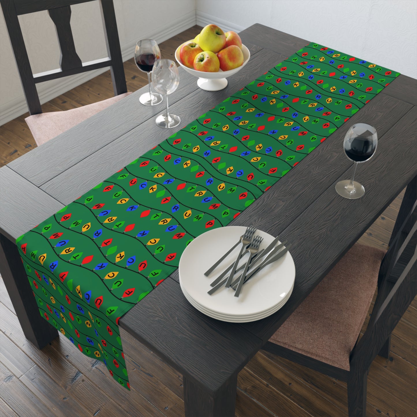 Slightly Subtle Holiday Lights Festive Table Runner