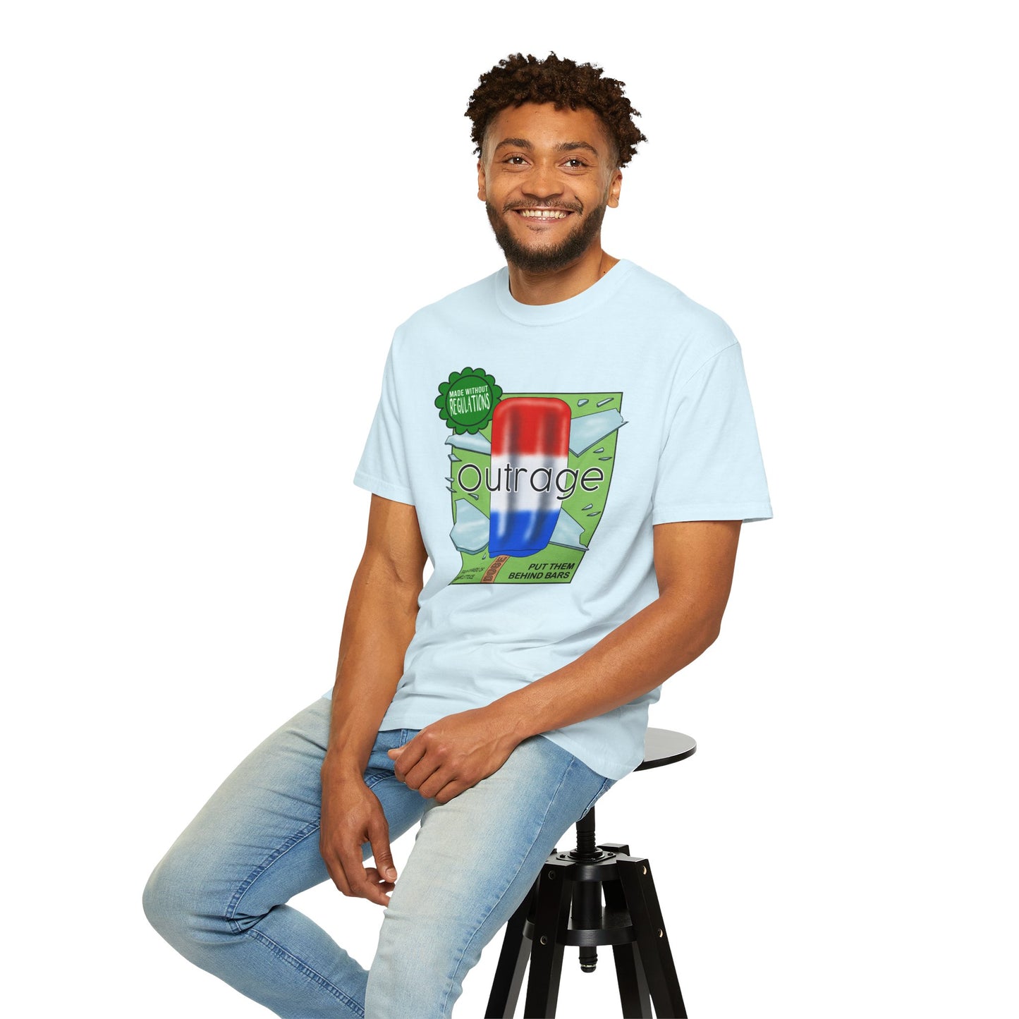 Outrage Glass Popsicle Graphic T-Shirt Patriot Pop Art Tee