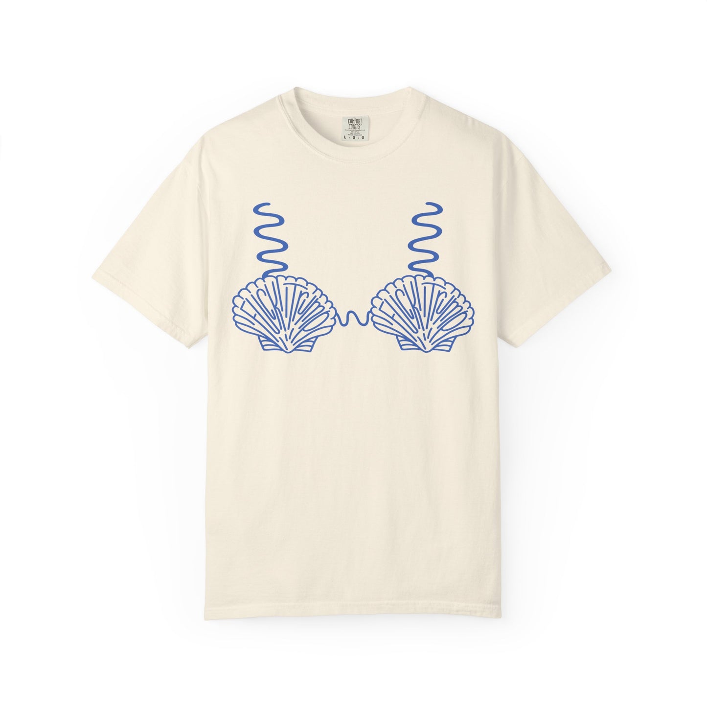 Slighly Subtle Seashell Bikini Line Art T-Shirt | Beachy Mermaid Shells Graphic Tee FDT