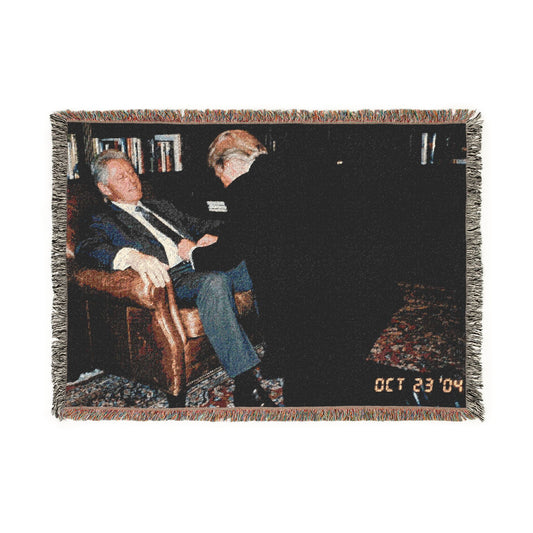Big Beautiful Blanket Vintage Fireside Conversation Woven Blanket | Cozy Throw, Trump and Bubba Library Scene