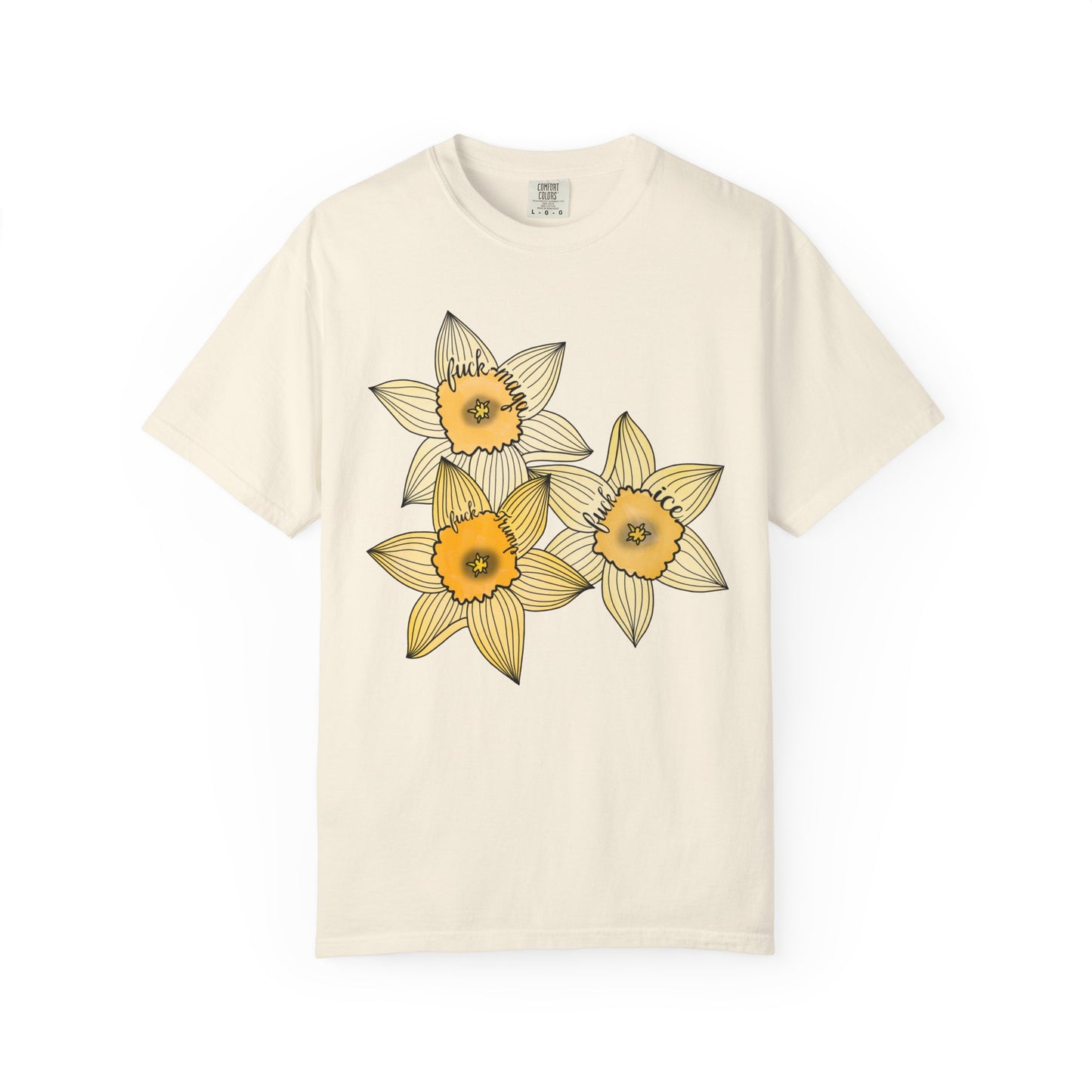 Slightly Subtle Daffodil Trio T-shirt | Yellow Floral Spring Bloom Tee FDT