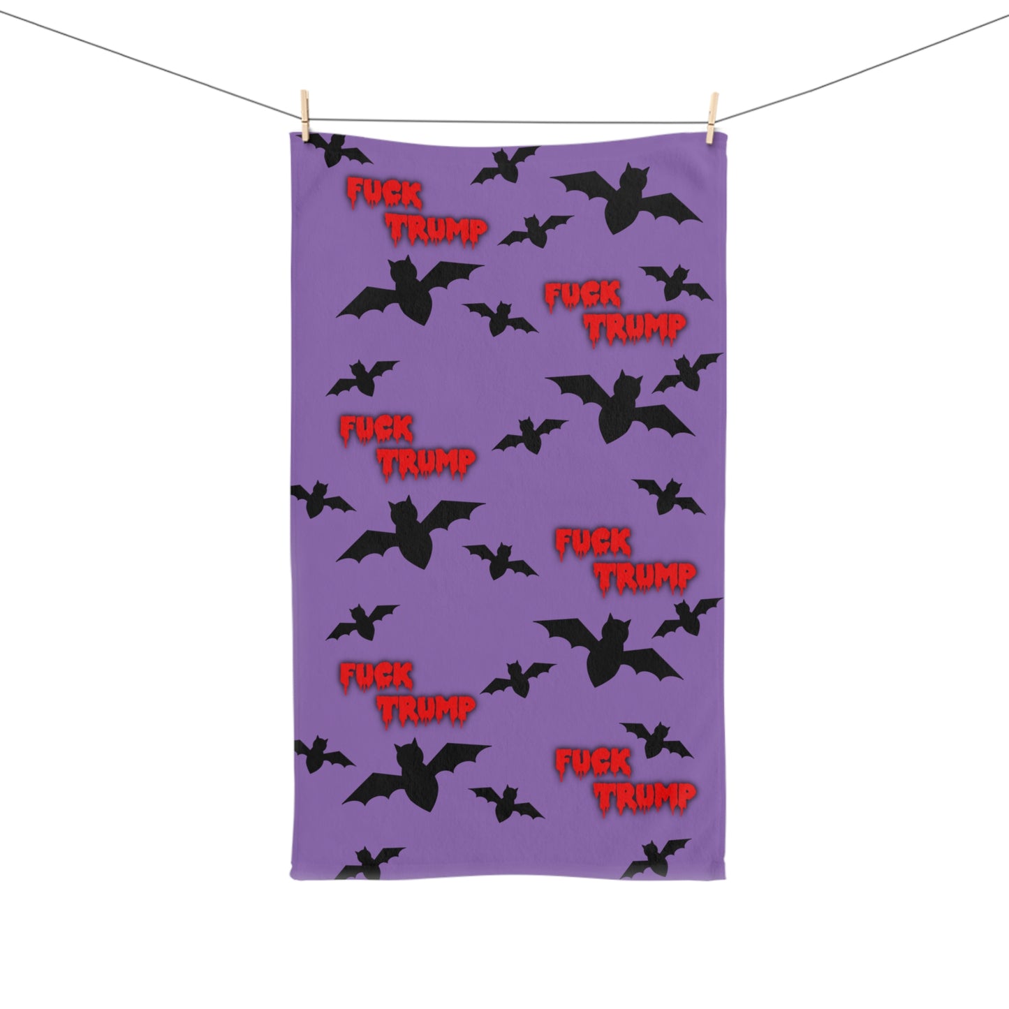 Slightly Subtle Bats Hand Towel, Purple Quirky Gothic Kitchen Decor, Halloween Bathroom Accessory, Statement Gift for Friends, Home & Kitchen
