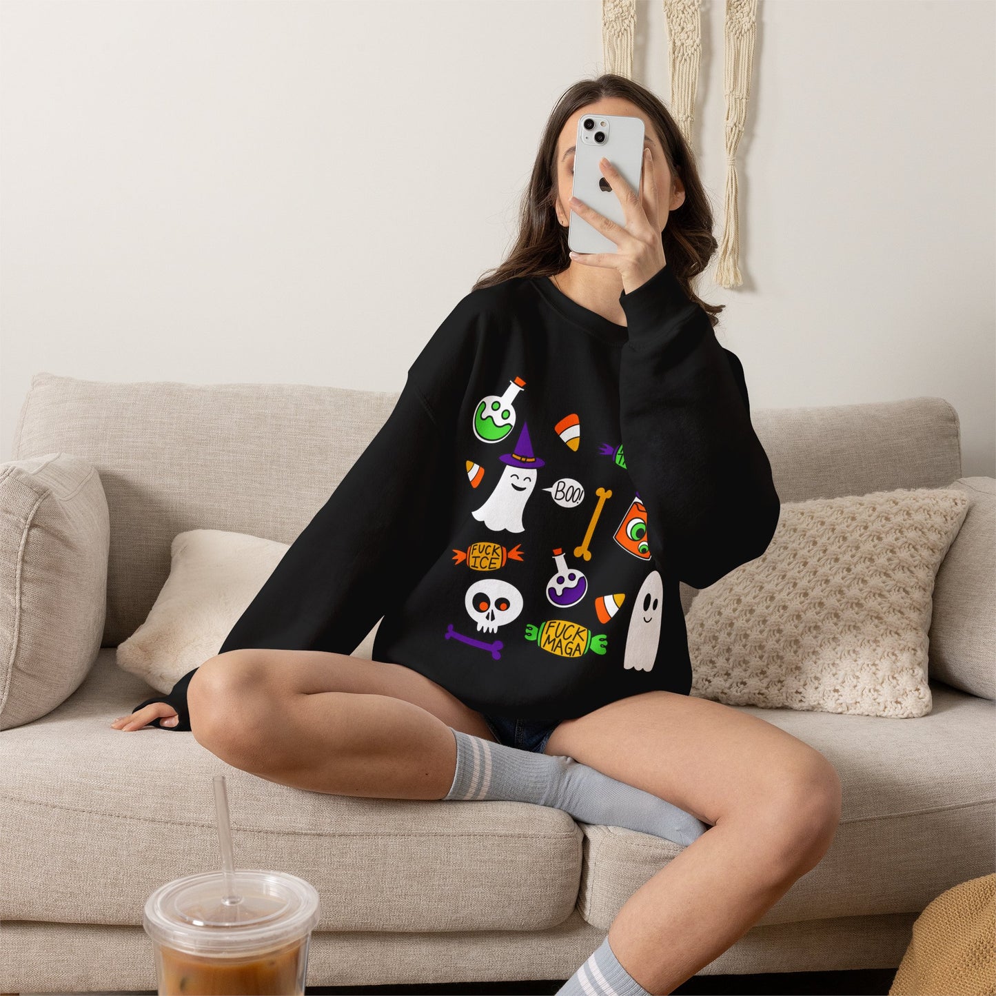 Halloween Candy Ghosts Crewneck Sweatshirt — Cute Spooky Graphic