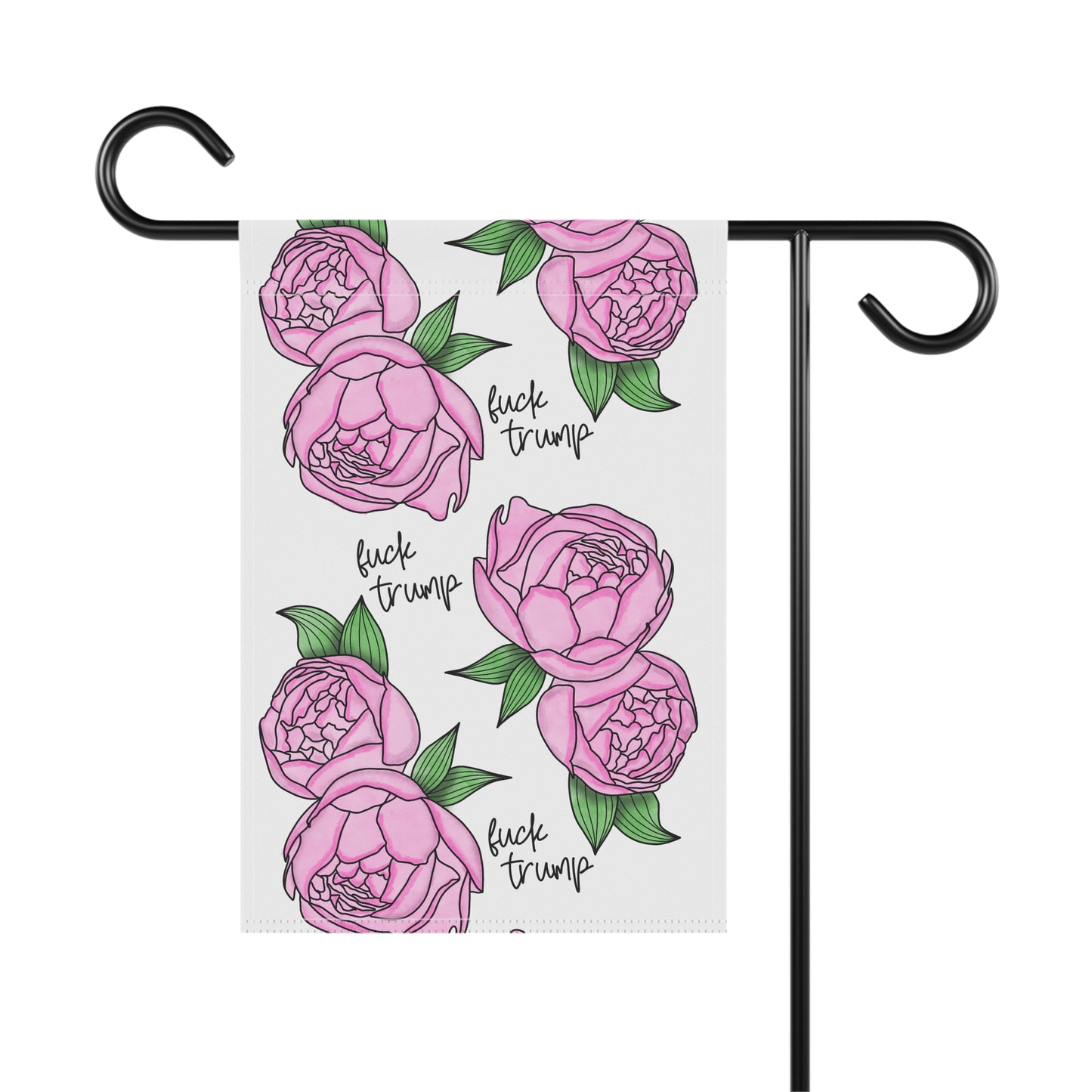 Pink Peony Floral 'F*ck Trump' Garden Flag | House Banner Political Floral Decor FDT
