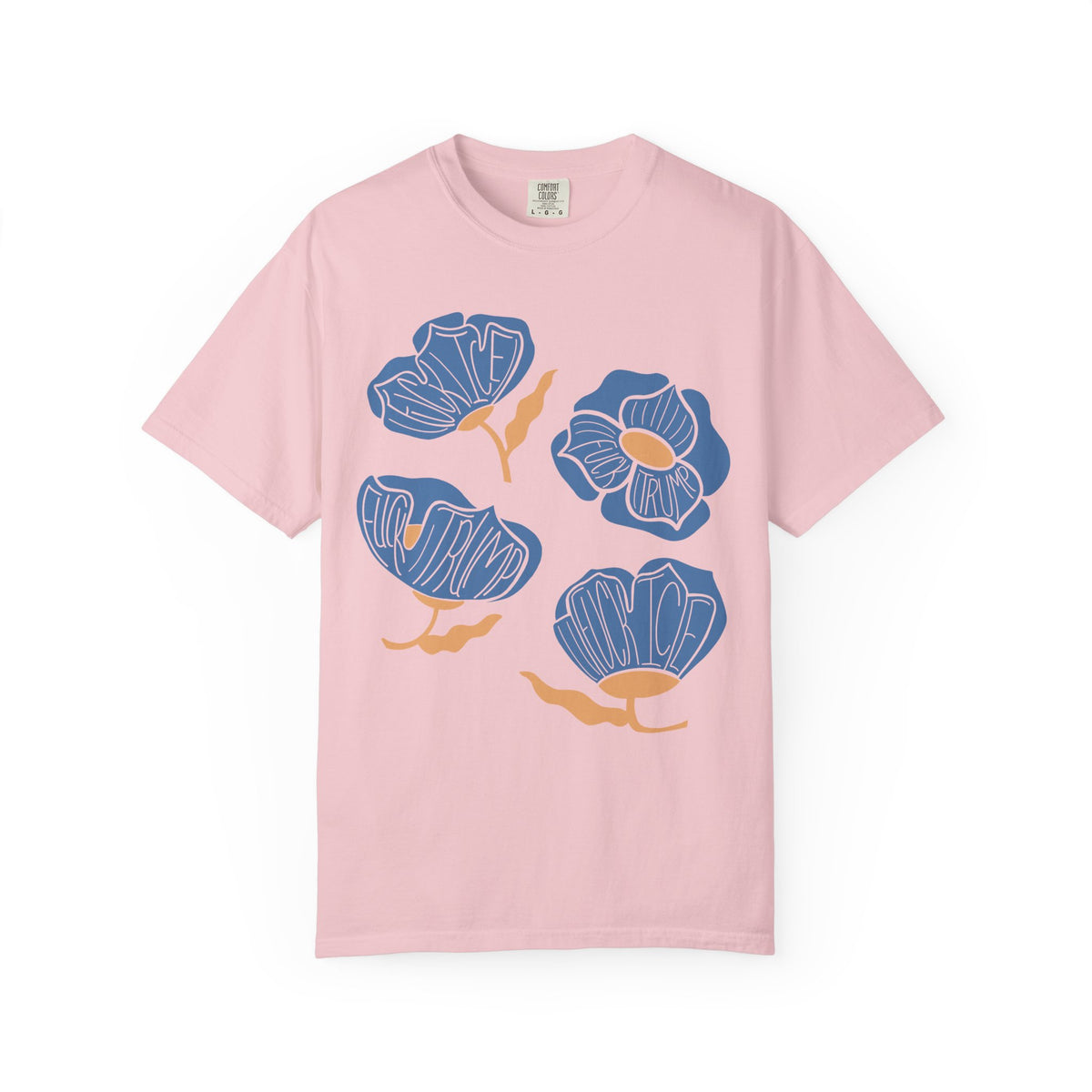 Slightly Subtle Blue Poppy Flowers T-Shirt | Floral Illustration Tee