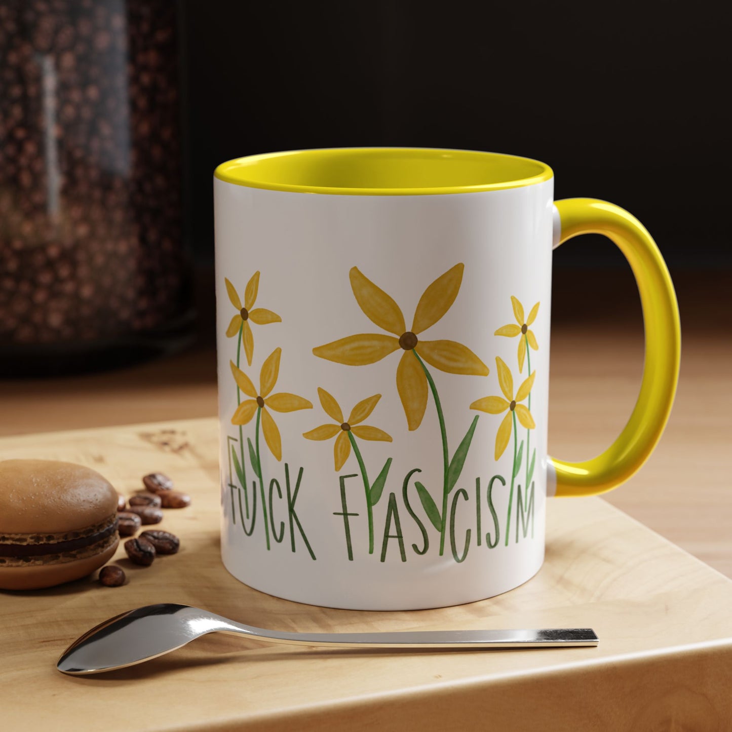 Slightly Subtle Black Eyed Susan Mug | Yellow Flower Accent Coffee Mug