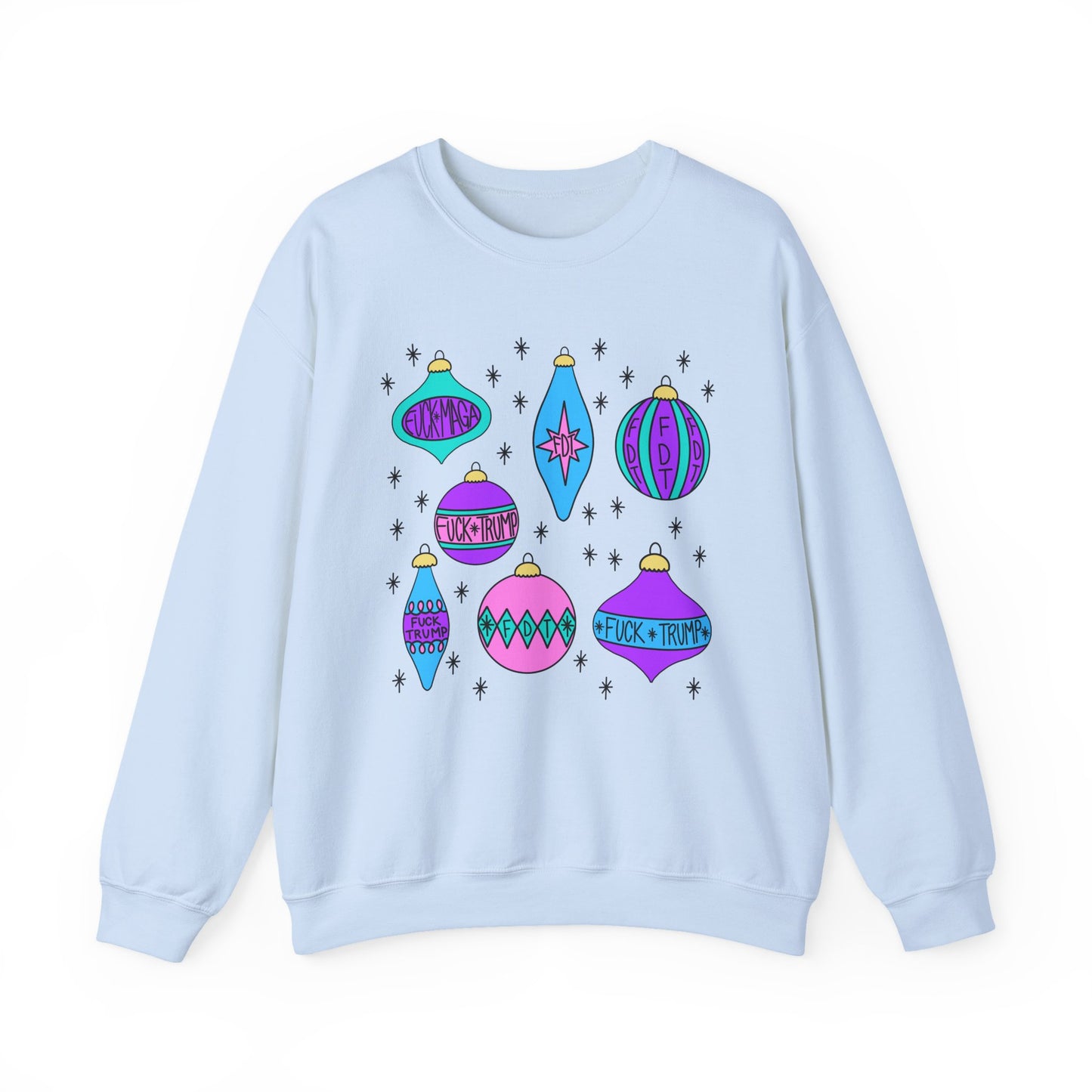 Slightly Subtle Ornaments Colorful Holiday FDT Sweatshirt, Cozy Unisex Crewneck Christmas, Gift for Her, Winter Wear, Festive Apparel