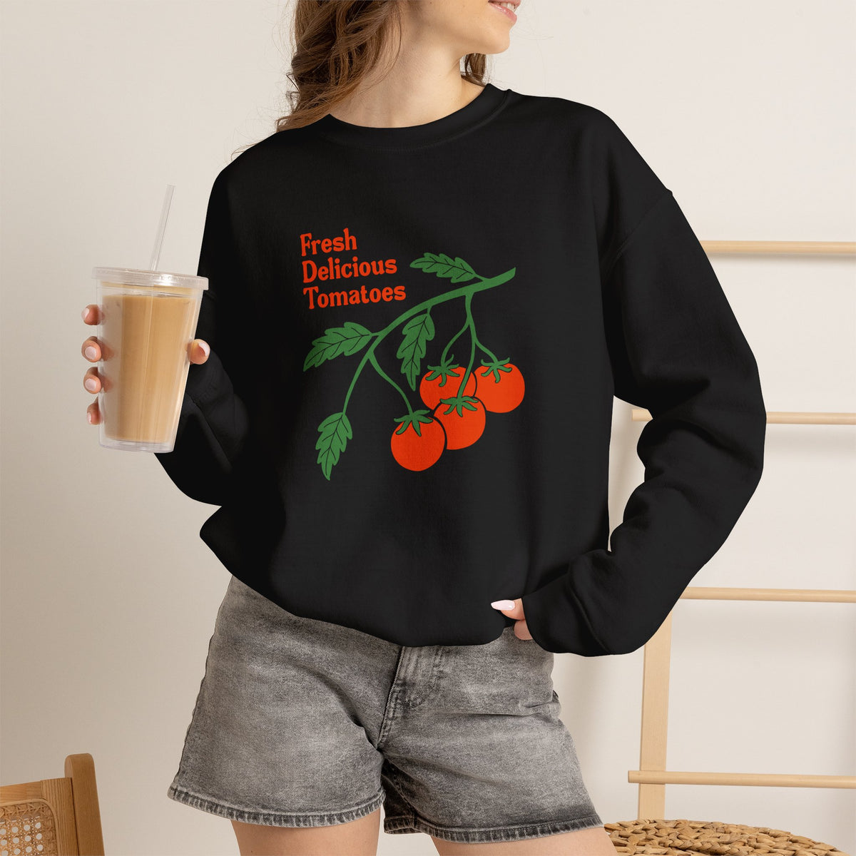 Tomato Crewneck Sweatshirt “Fresh Delicious Tomatoes” Vintage Farm Graphic
