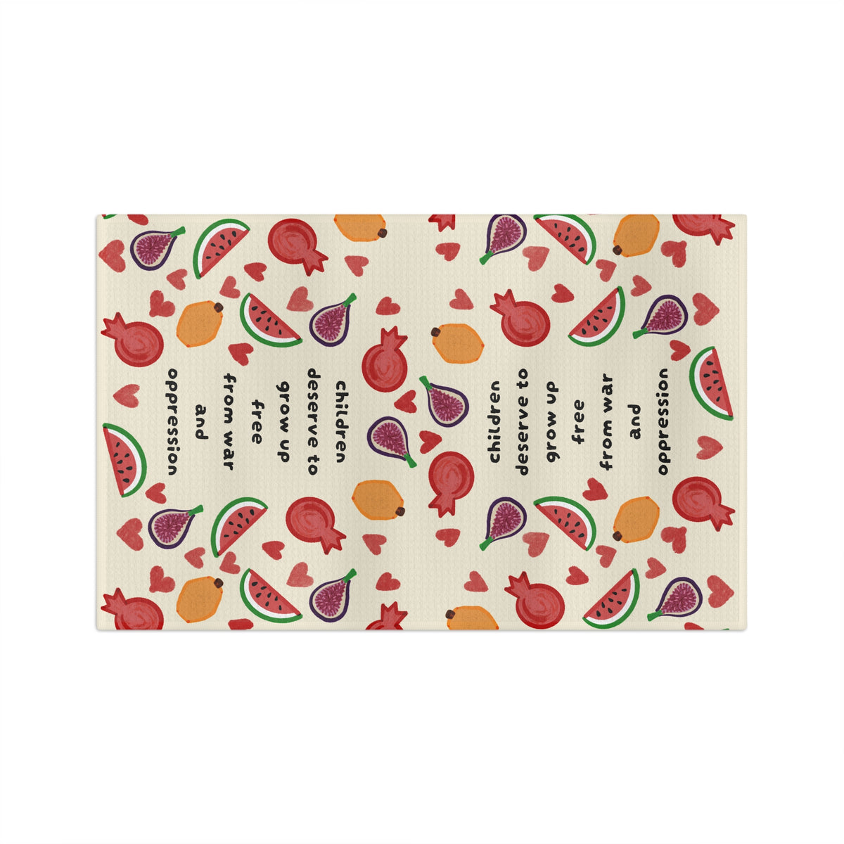 Children Deserve to Grow Up Free from war and oppression Tea Towel  Fruit Pattern Microfiber Kitchen Towel
