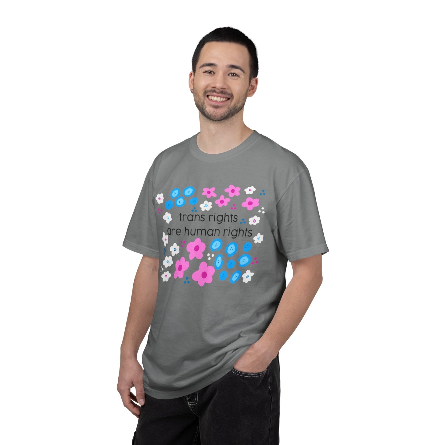 trans rights are human rights T-shirt | floral trans pride design