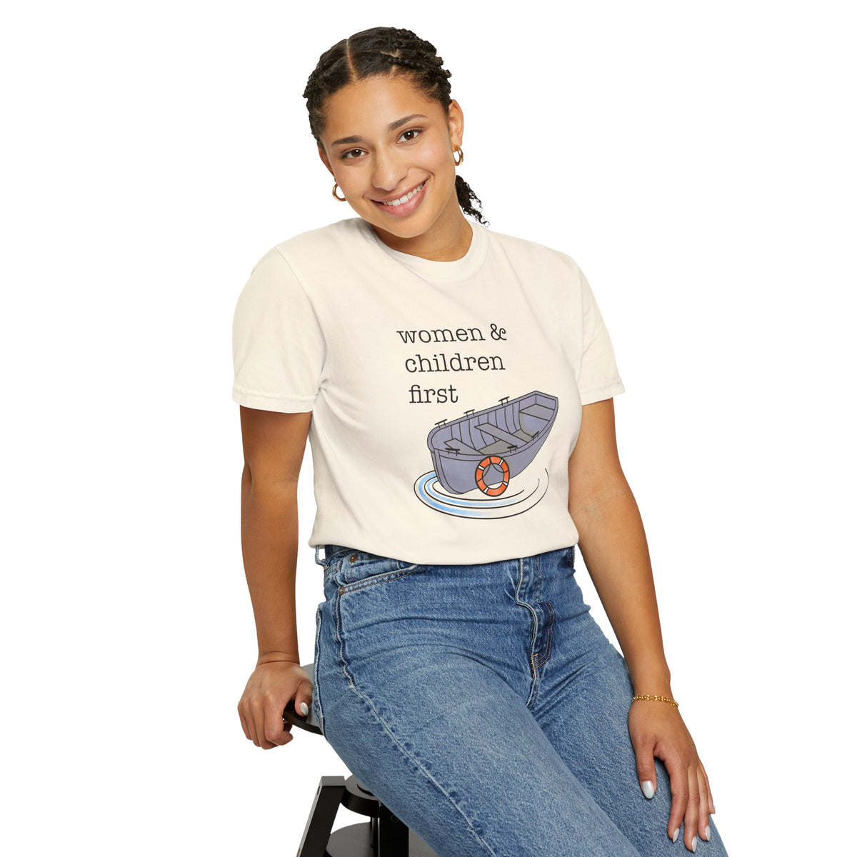 Lifeboat Matriarchy Women & Children First Nautical Boat Graphic T-Shirt