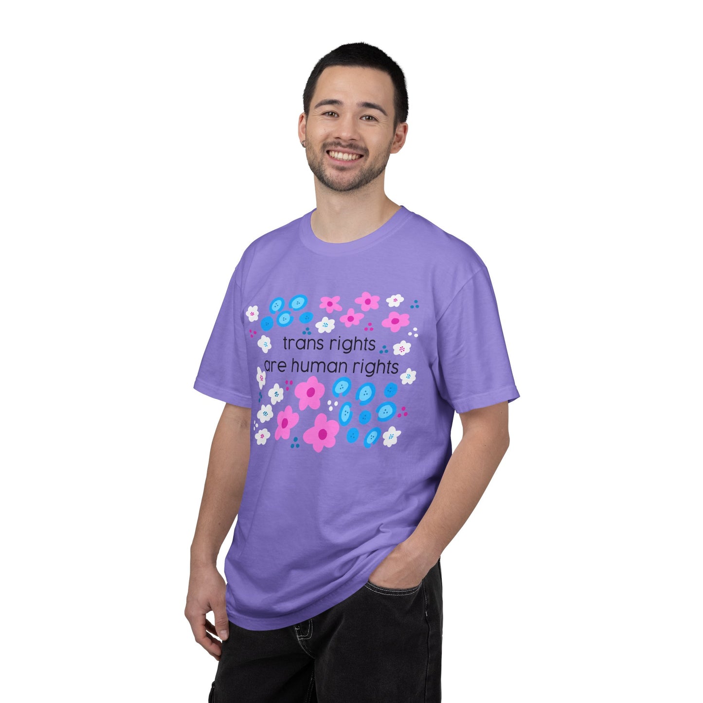 trans rights are human rights T-shirt | floral trans pride design