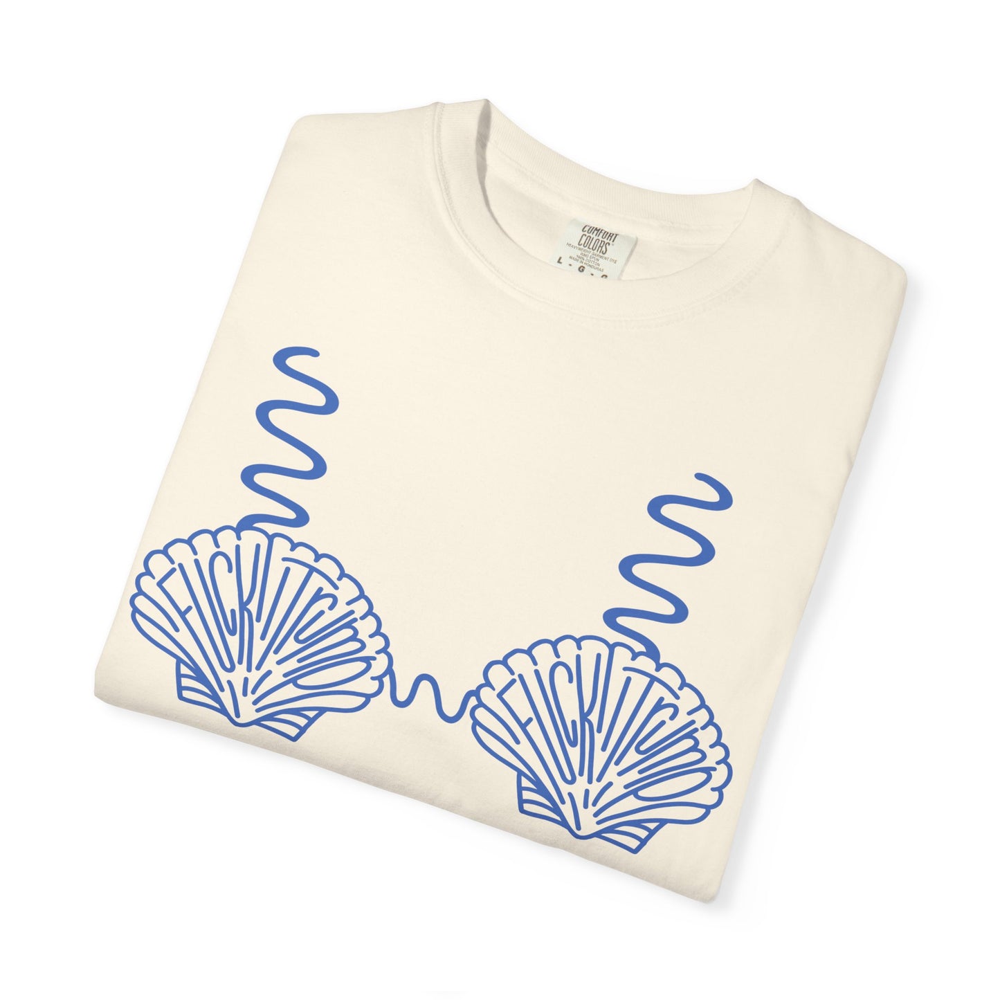 Slighly Subtle Seashell Bikini Line Art T-Shirt | Beachy Mermaid Shells Graphic Tee FDT