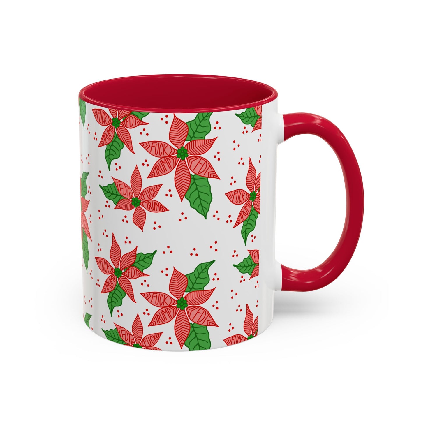 Slightly Subtle Poinsettia Holiday Mugs - Christmas FDT Design | Festive Coffee Mug, Gift for Christmas, Floral Tableware, Winter Decor