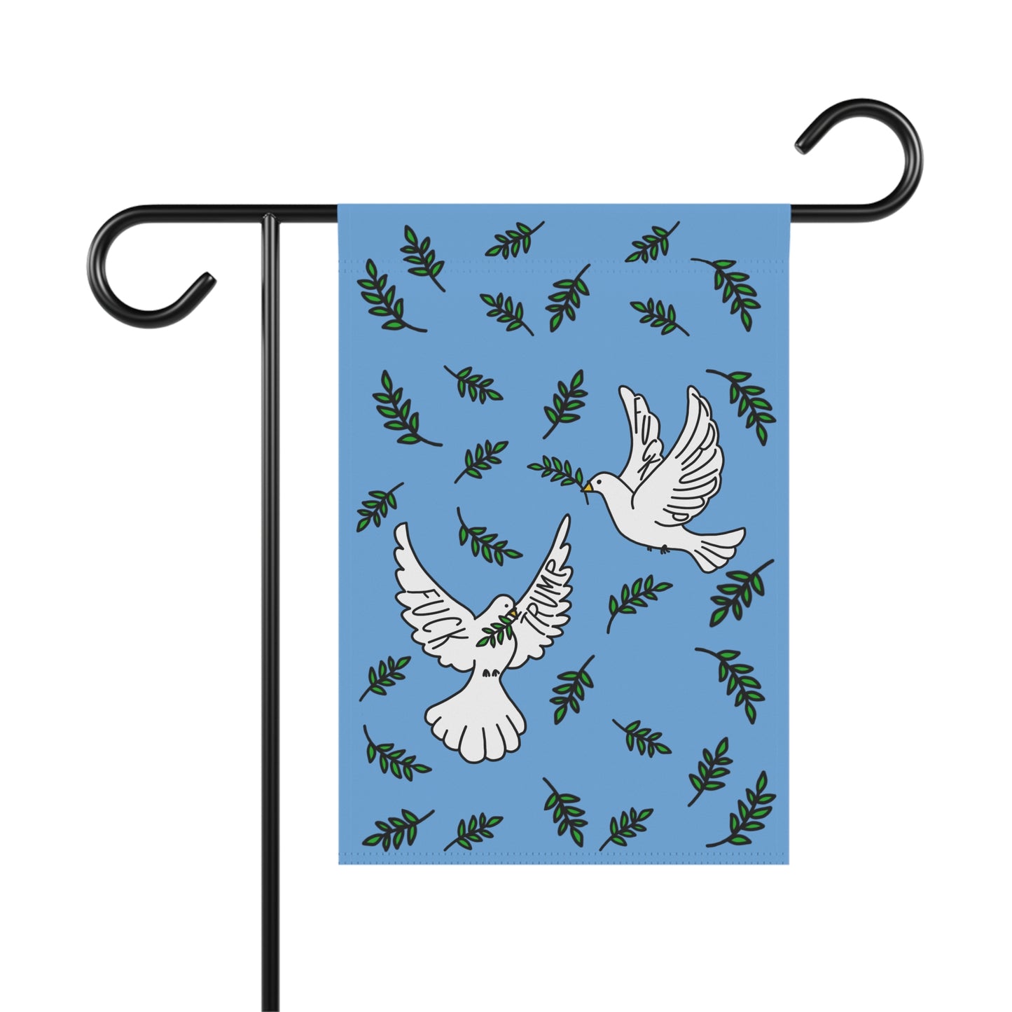 Slightly Subtle White Doves with Olive Branches Garden Flag