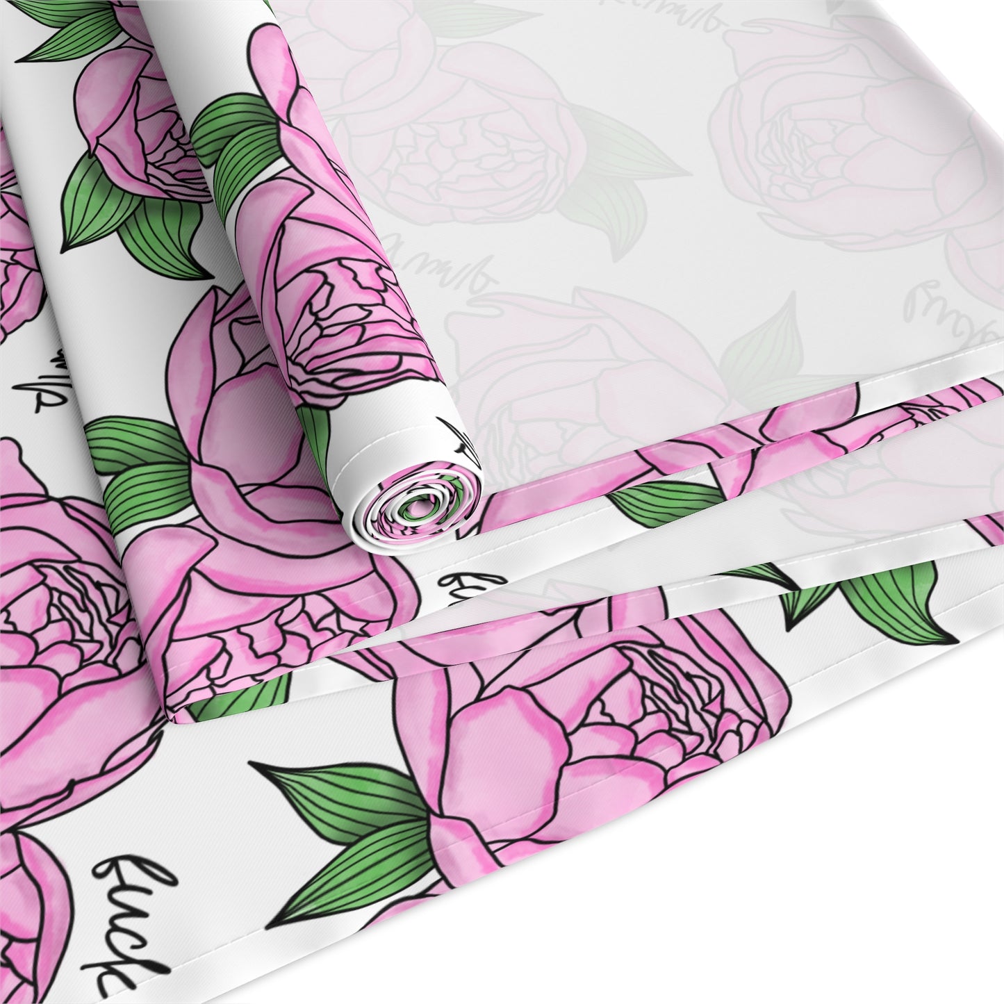 Slightly Subtle Pink Peony Pattern Table Runner | Floral Table Runner, Garden Roses FDT