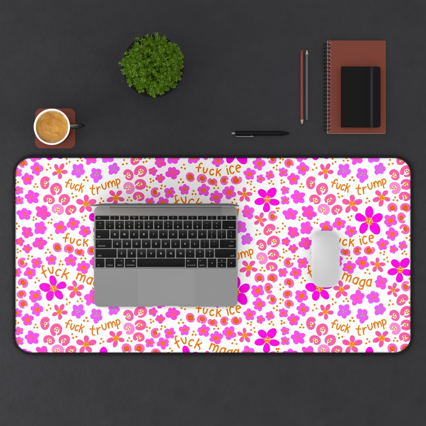 Slightly Subtle Pink Floral Pattern desk mat | Flower Print Pet Mat