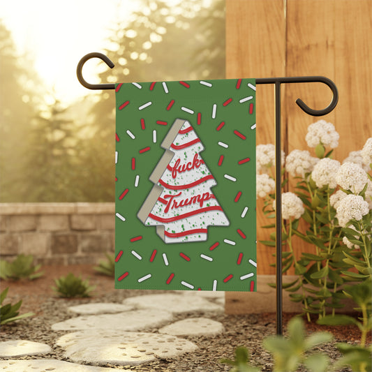 Political Garden Flag  "Fuck Trump" Christmas Tree Cake Design