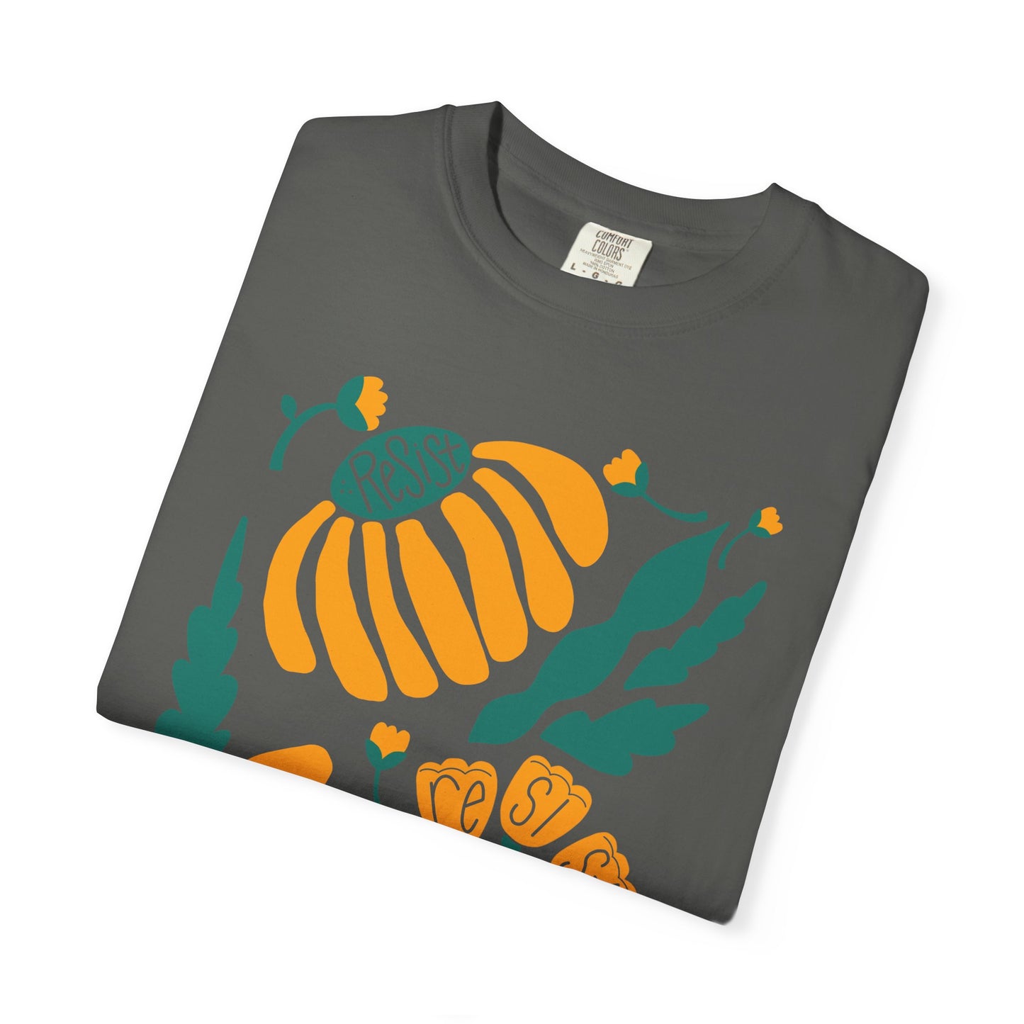 Floral Resist Tee — Retro Orange & Green Autumn Graphic T-Shirt