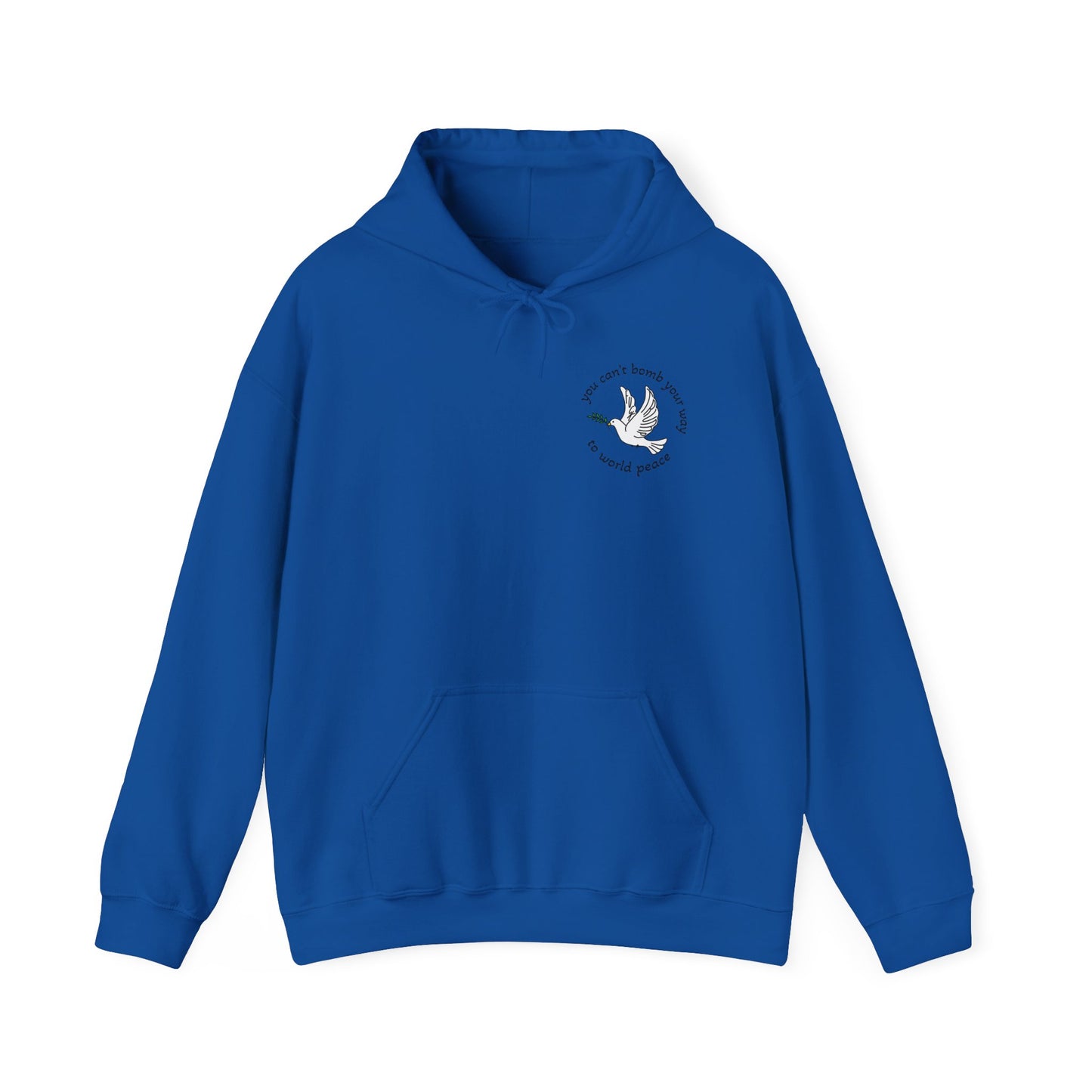 Bombs for World Peace Dove with Olive Branch Hoodie | front and back sweatshirt