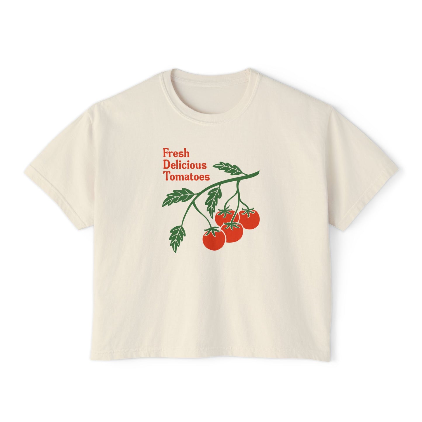 Fresh Delicious Tomatoes CROP Tee | Tomato Vine Illustration, Garden Produce Shirt Comfort Colors Boxy Crop