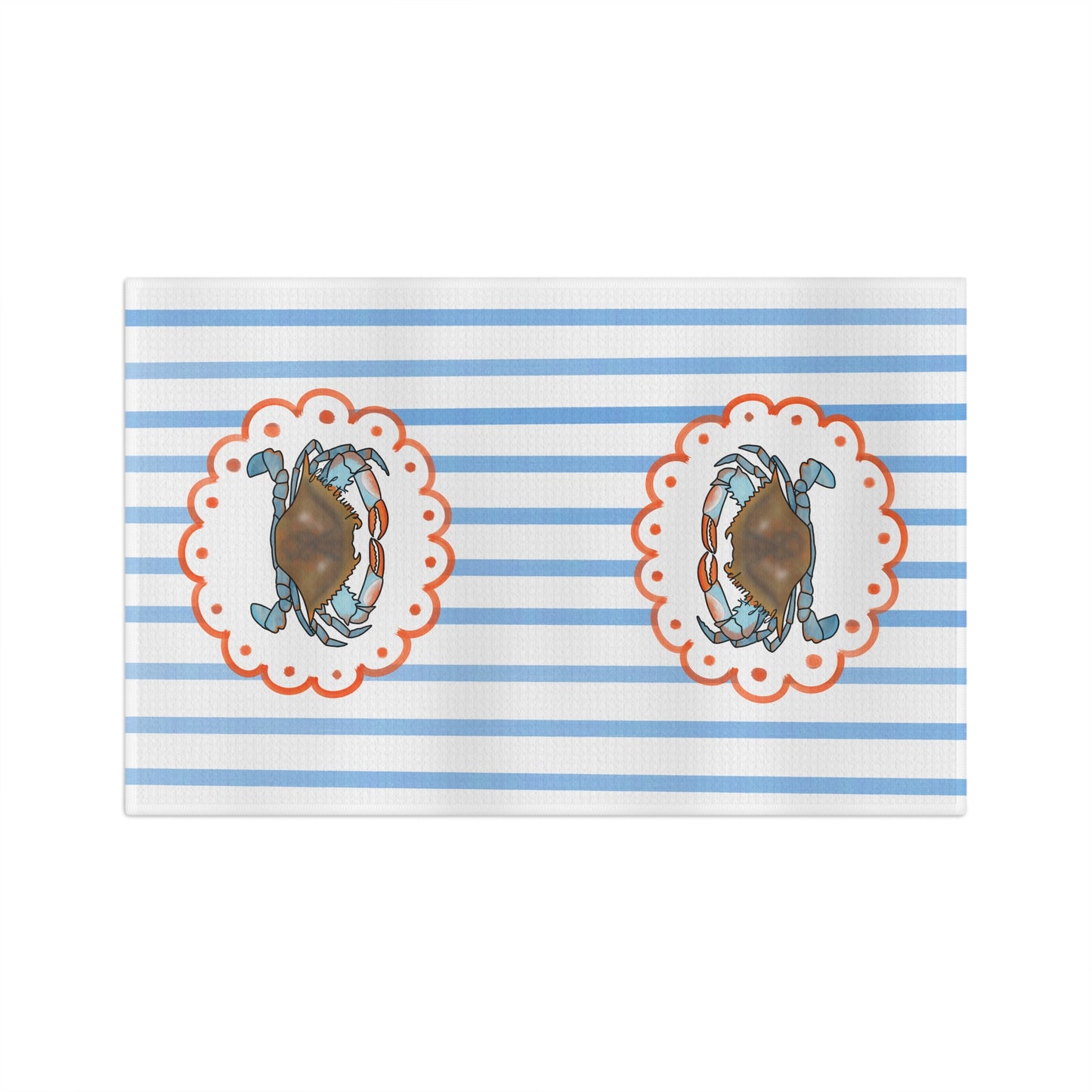 Crab Stripe Microfiber Tea Towel — Coastal Kitchen Dish Towel