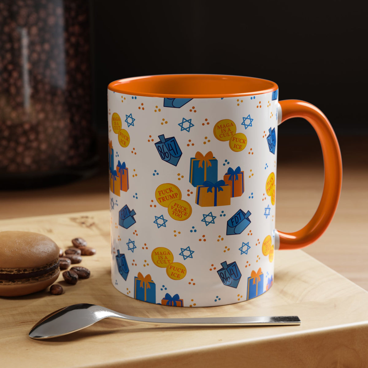 Hanukkah Gift Coffee Mug – Happy Hanukkah Dreidel Gelt Gifts FDT Mug