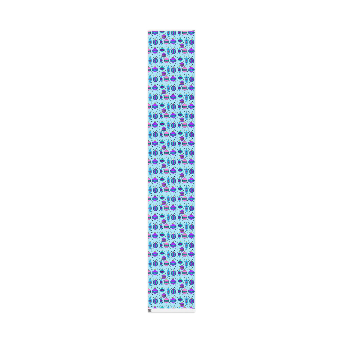 Slightly Subtle Retro Ornament Pattern Blue FDT Wrapping Paper | Blue Pink Holiday Wrap