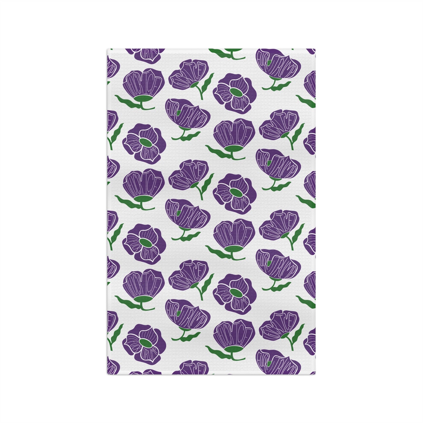 Slightly Subtle Purple Poppy Pattern Microfiber Tea Towel | Floral Kitchen Linen