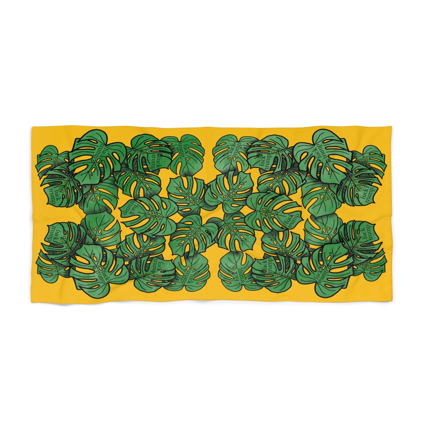 Slightly Subtle Yellow Monstera Tropical Leaf Beach Towel, Vibrant Sun-Soaked Fun Poolside Vibes, Vacation Must-Have, Gifts for Beach Lovers